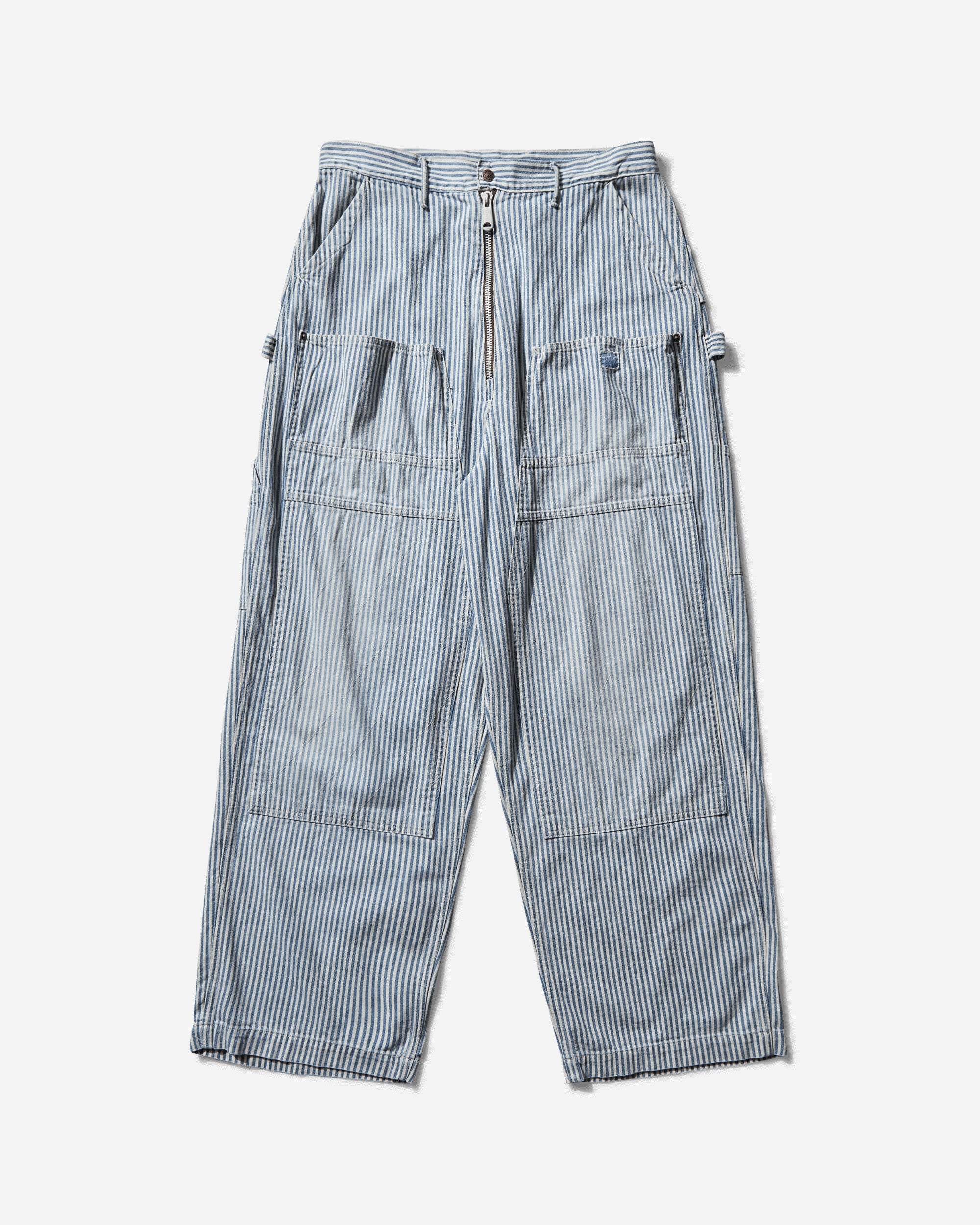 KAPITAL 10Oz Hickoree Stripe Zipper Wide Lumber Pants Hickoree Pants Cargo K2403LP100 HICKOREE