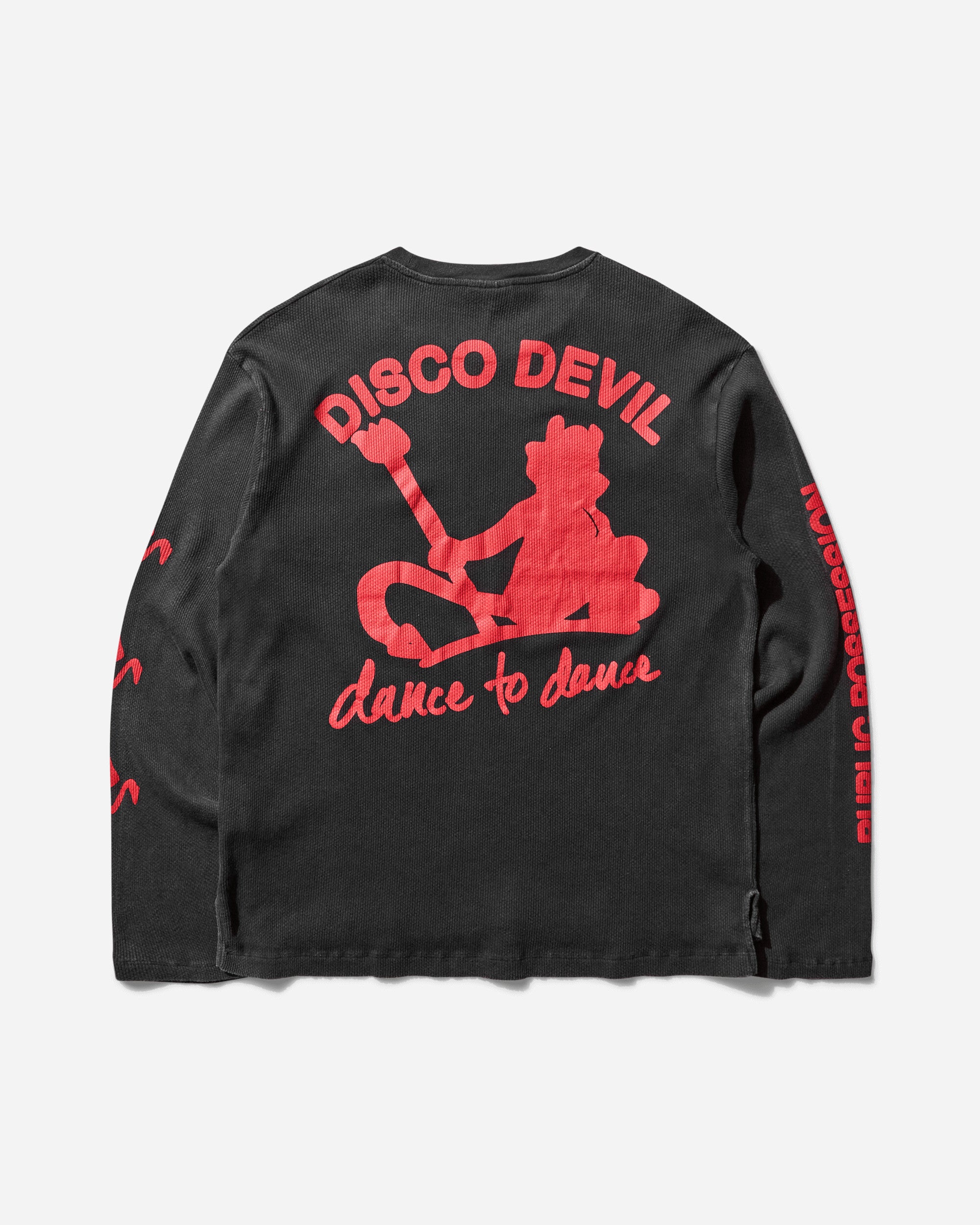 Public Possession Disco Devil Long Sleeve T-Shirt Black Vintage Wash T-Shirts Longsleeve PPS25DISCOLS 1