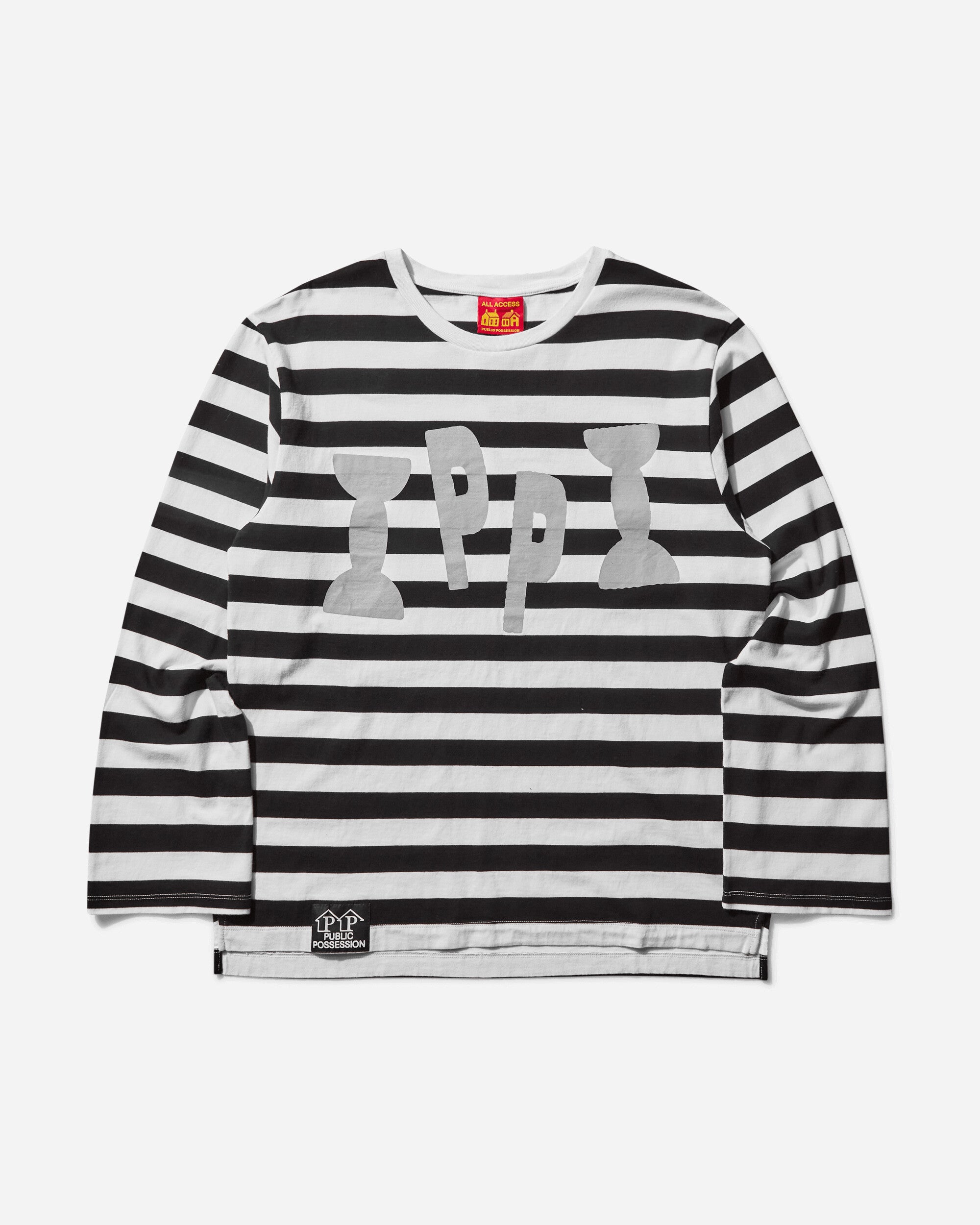 Public Possession Ippi Longsleeve T-Shirt Black And White Striped T-Shirts Longsleeve PP25IPPILS 1