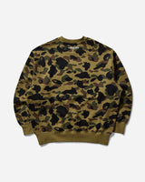 A Bathing Ape 1St Camo Jacquard College Relax Fit Crewneck Sweatshirt M Green Sweatshirts Crewneck 1L30113307 GREEN