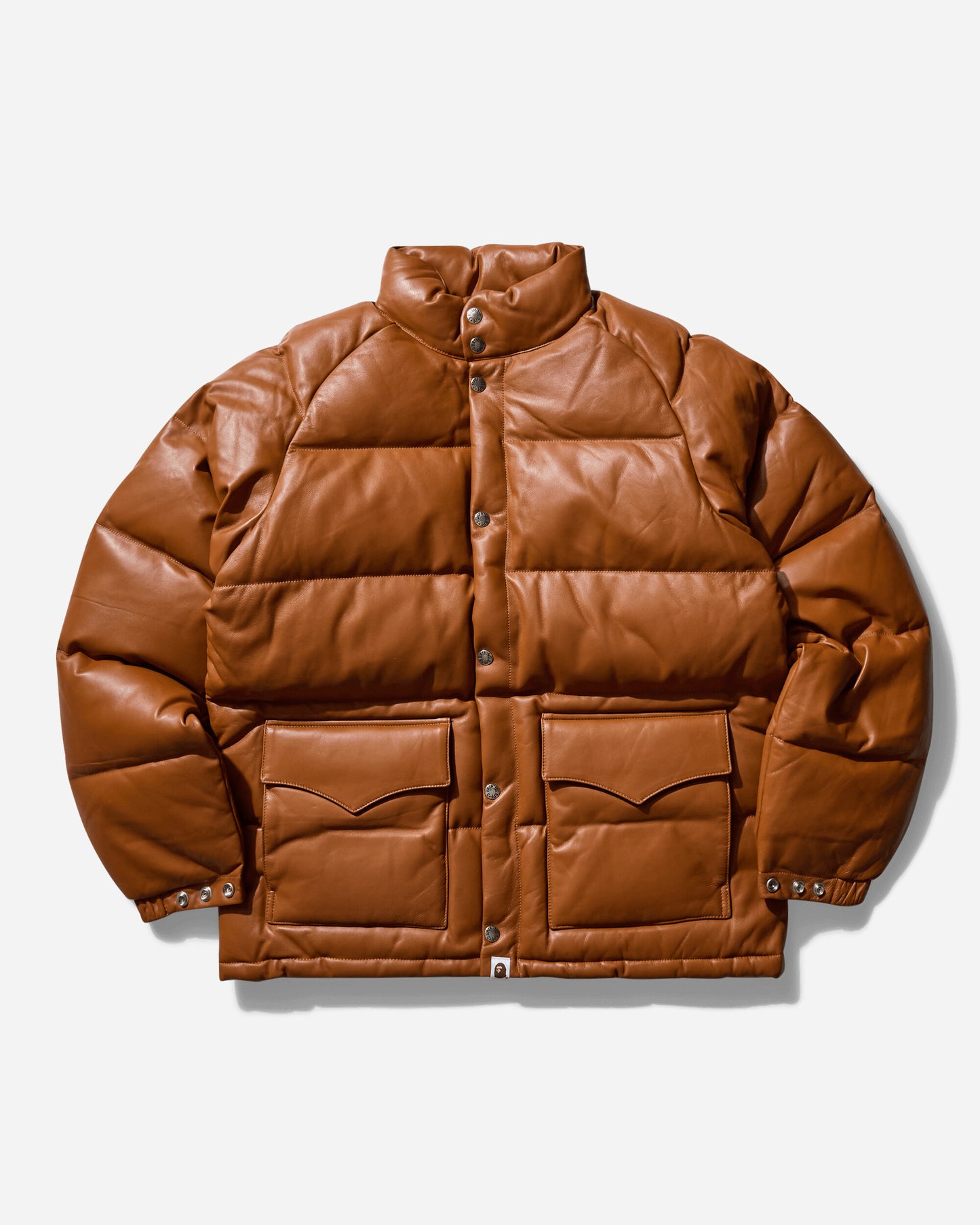 A Bathing Ape Leather Classic Down Jacket M Brown Coats and Jackets Jackets 1K80144004 BROWN