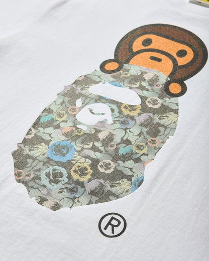 A Bathing Ape Floral Camo Milo On Ape Head Tee M White T-Shirts Shortsleeve 2K80110008 WHITE