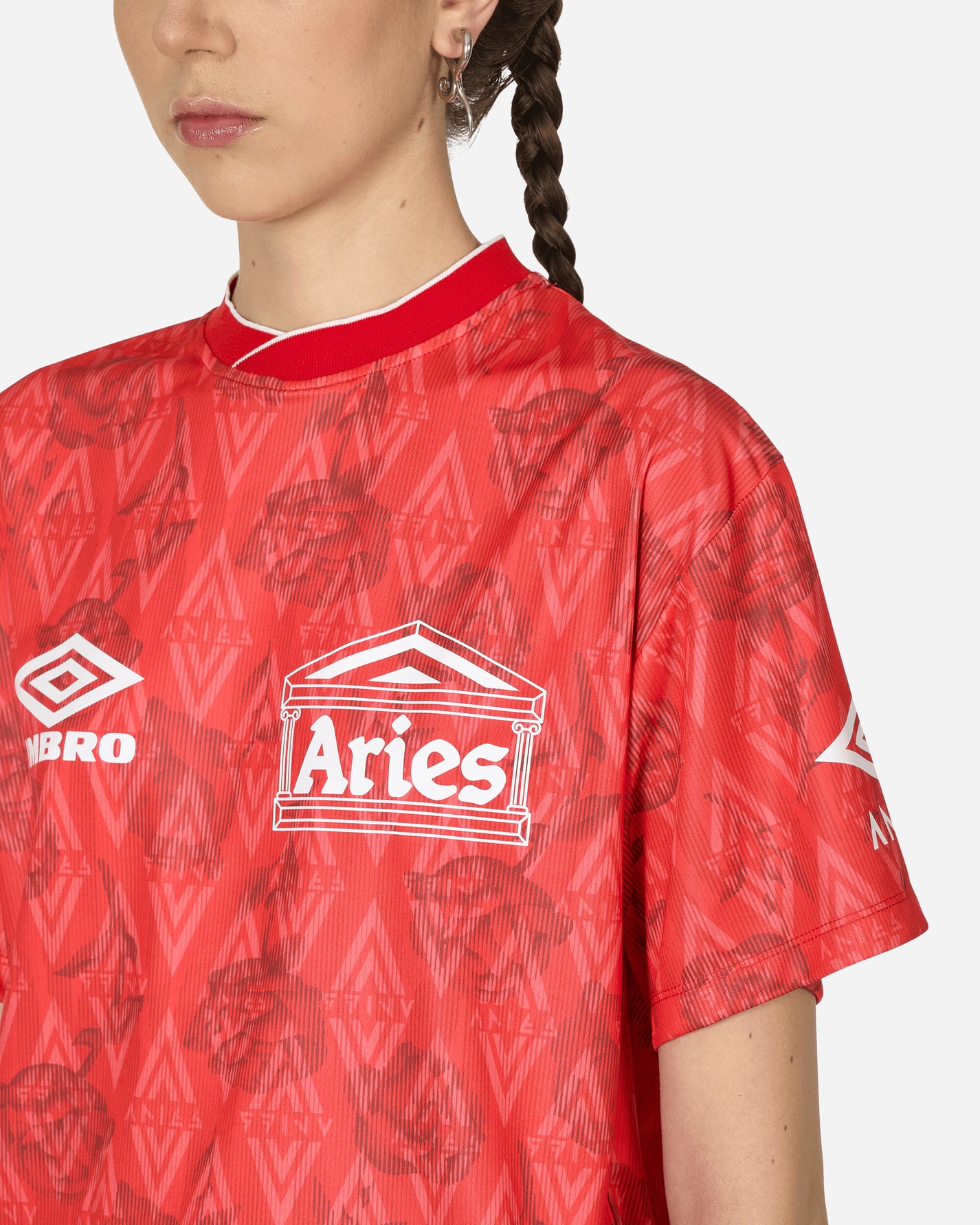 Aries Red Roses SS Football Jersey Red T-Shirts Shortsleeve UM6000203 RED