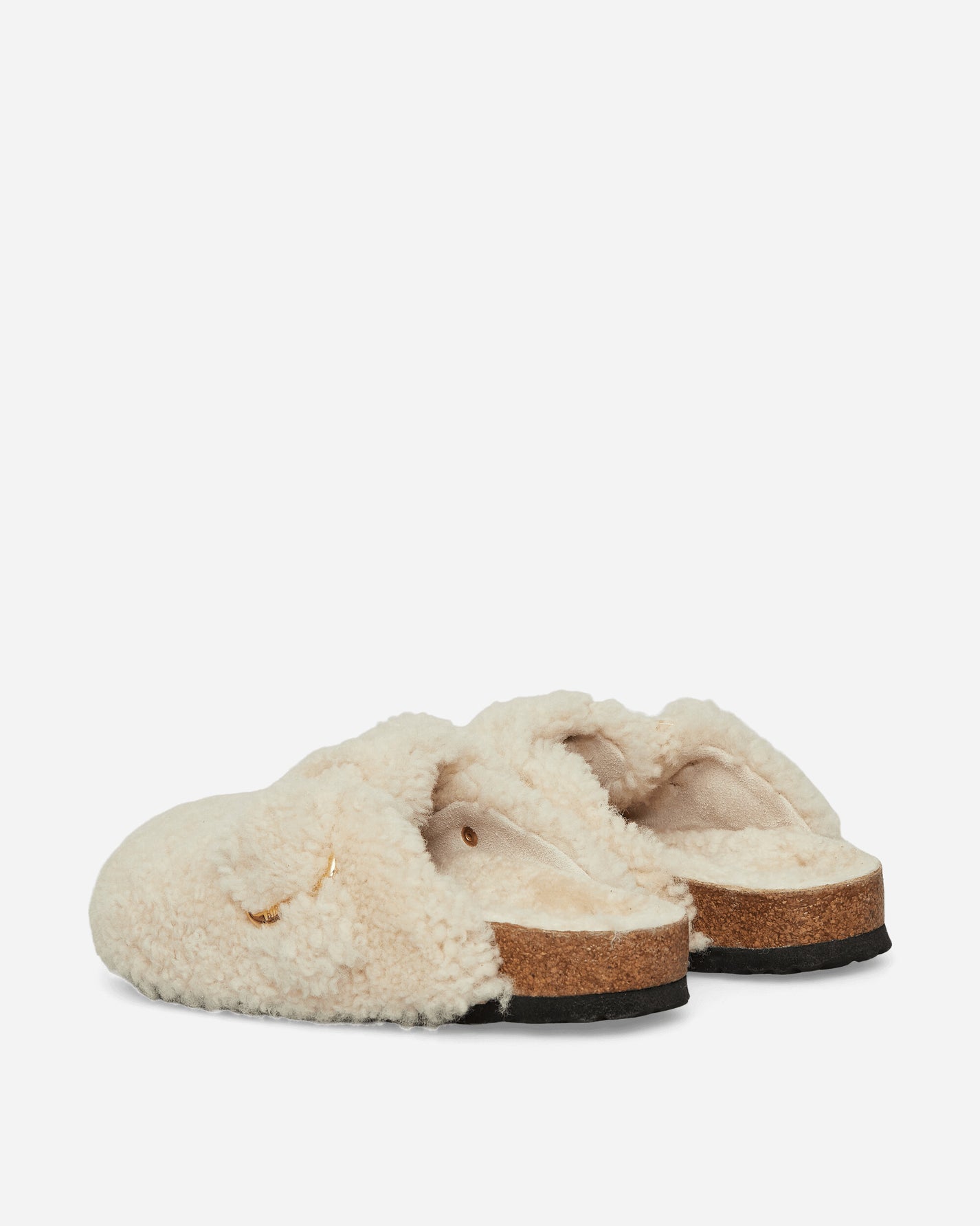 Birkenstock Boston Big Buckle Shearling Teddy Eggshell Sandals and Slides Sandals and Mules 1025664