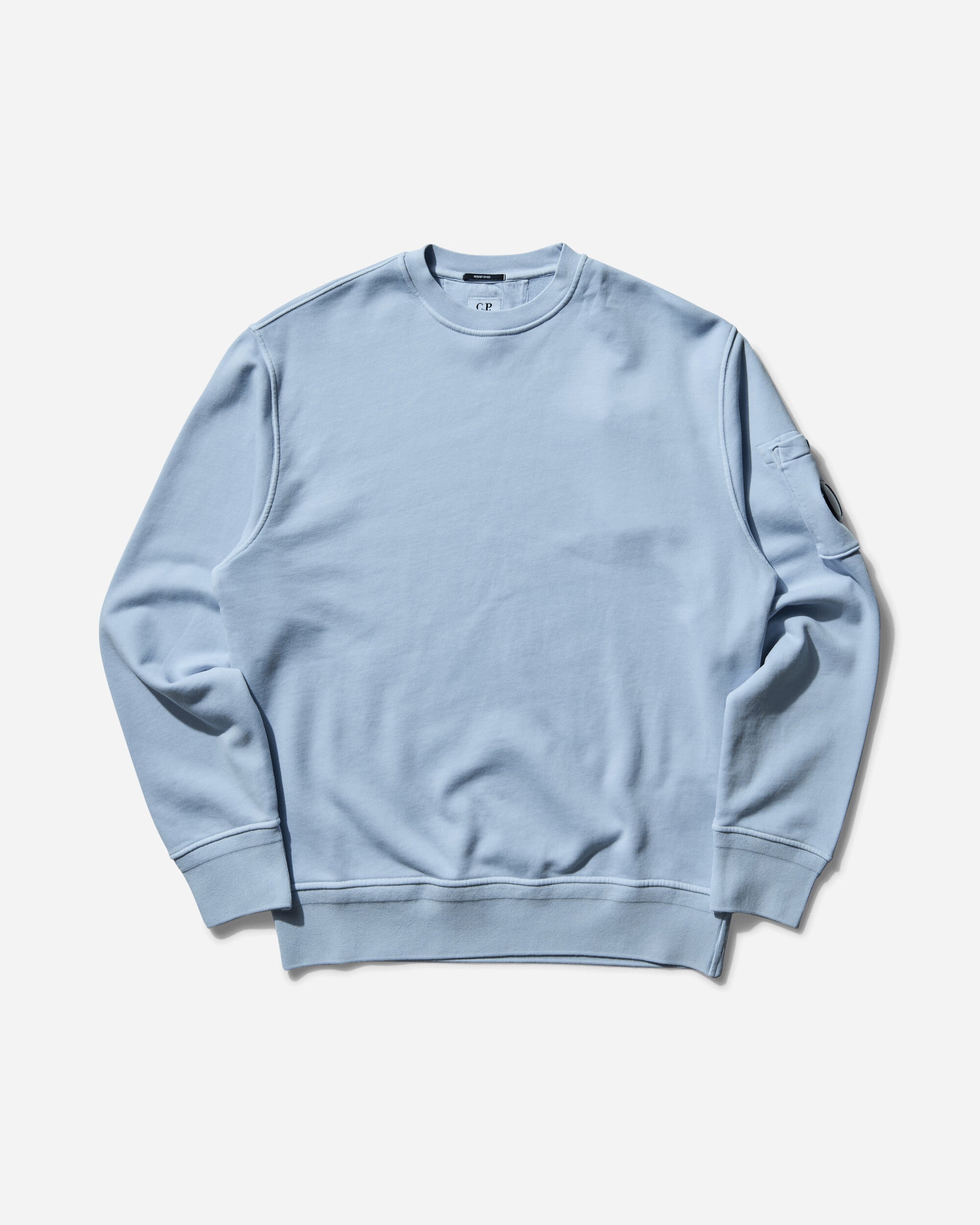 C.P. Company Cotton Diagonal Fleece Crew Neck Sweatshirt Cerulean Sweatshirts Crewneck 18CMSS098A-110044R 814