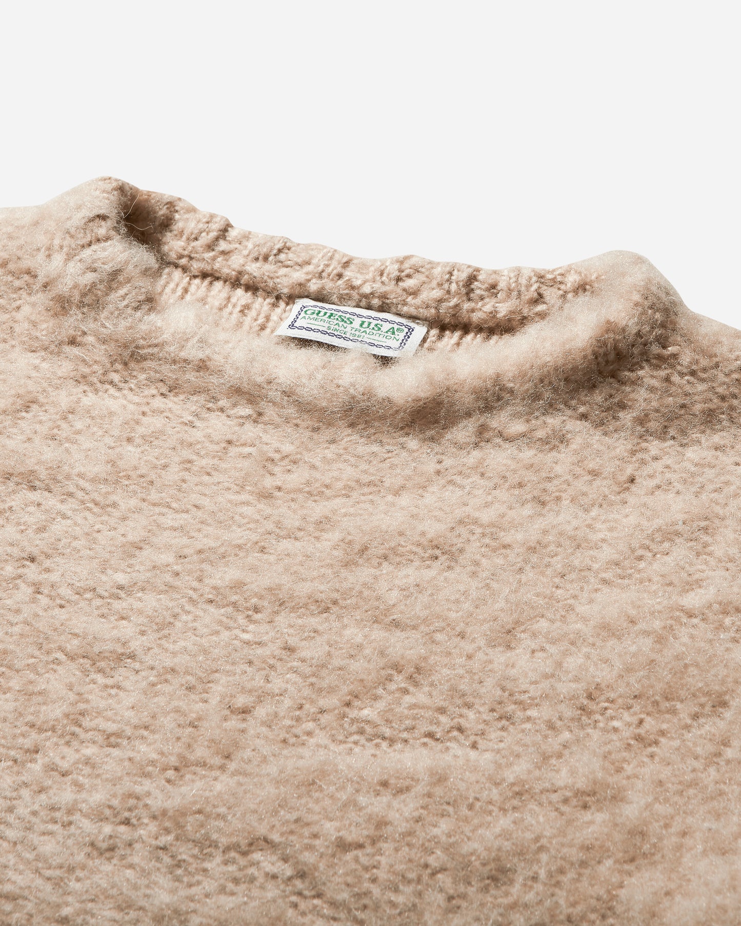 Guess USA Gusa Fuzzy Crewneck Sweater Oxford Tan - Oxt Knitwears Sweaters W4BR00Z3GN0 F1VY