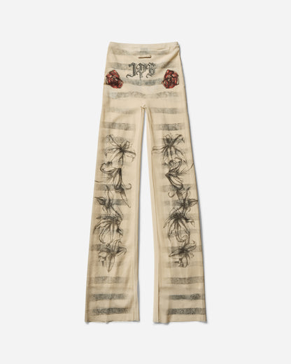 Jean Paul Gaultier Wmns Mesh Trouser Printed "Tattoo Marinière" Ecru/Black/Red Pants Casual 25-34-F-PA191-T586 030030