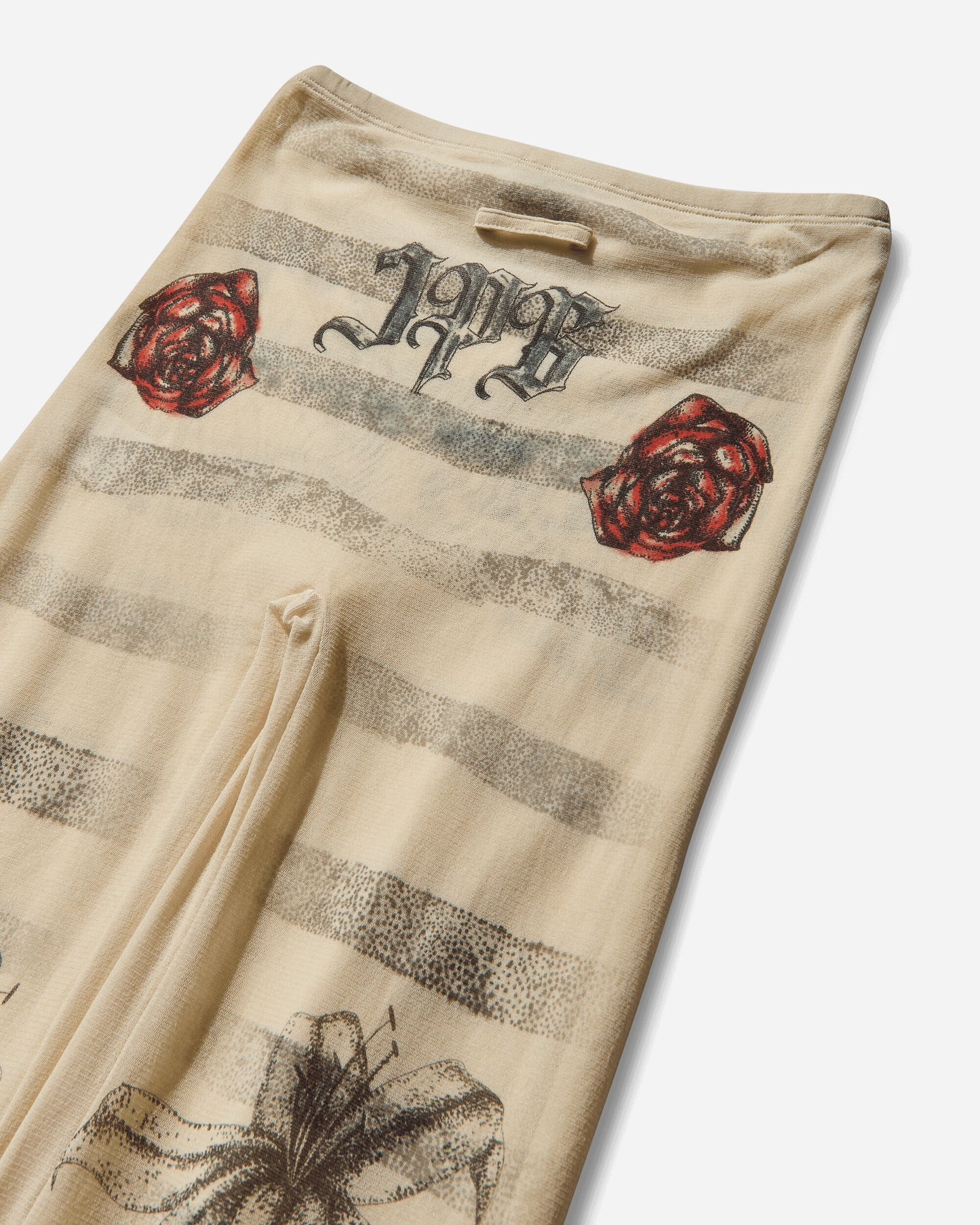 Jean Paul Gaultier Wmns Mesh Trouser Printed "Tattoo Marinière" Ecru/Black/Red Pants Casual 25-34-F-PA191-T586 030030