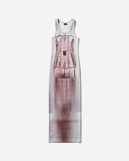 Jean Paul Gaultier Wmns Cotton Ribbed Long Dress Printed "Trompe L'Œil Corset" Dustypink/White/Black Dresses Dress Long 25-34-F-RO405-J582 260100