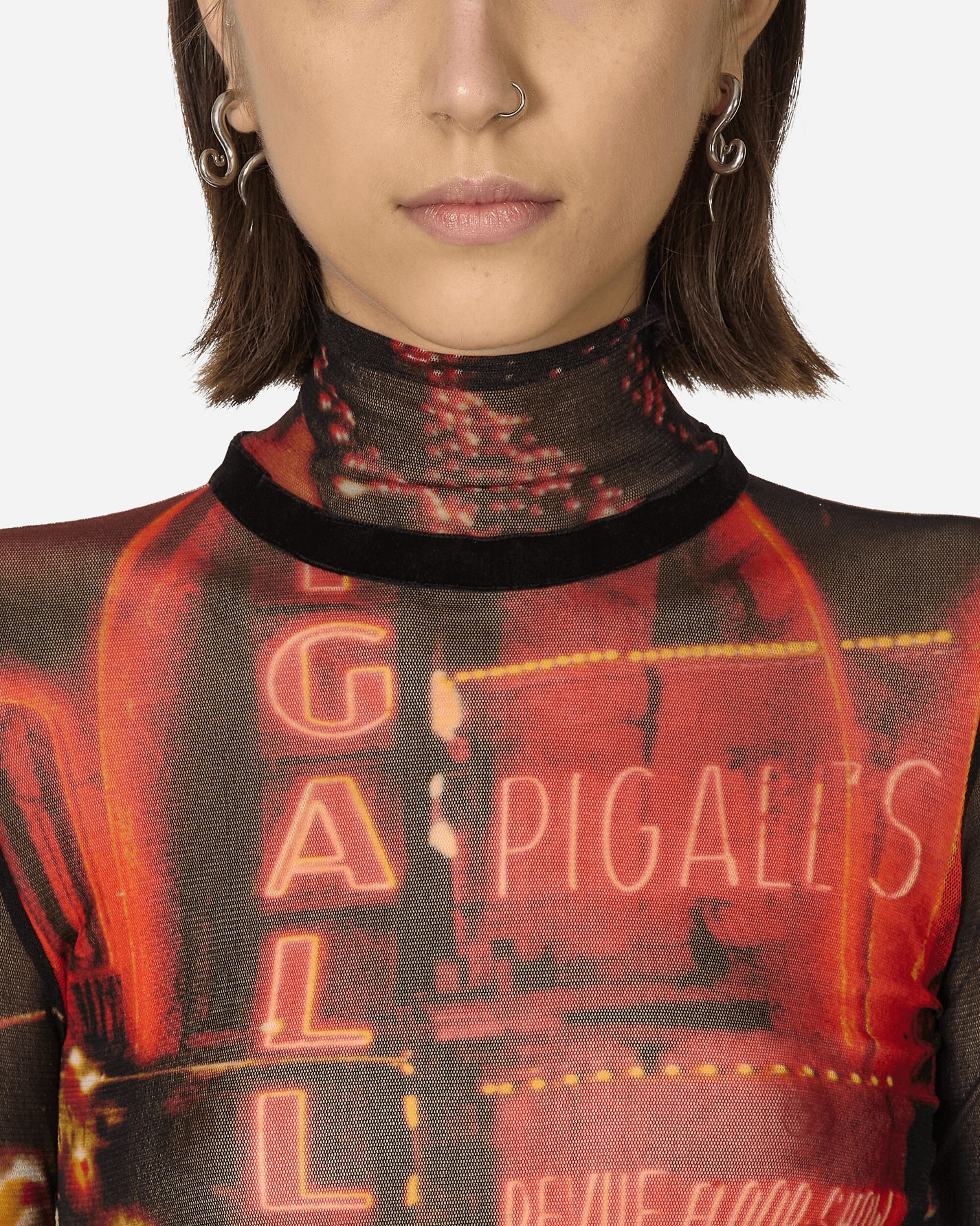 Jean Paul Gaultier Wmns Mesh Top Longsleeve Multi T-Shirts Longsleeve TO206-T552 00301550