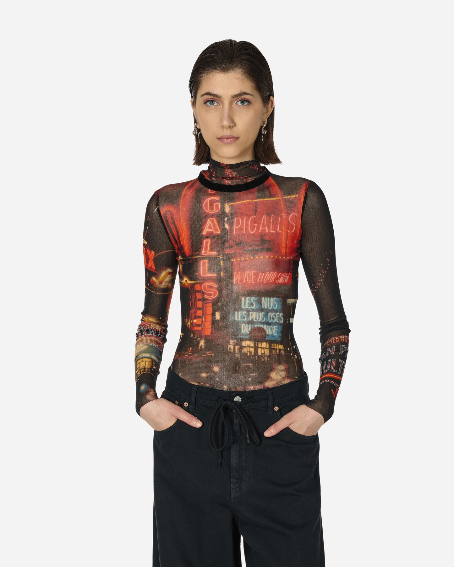 Jean Paul Gaultier Wmns Mesh Top Longsleeve Multi T-Shirts Longsleeve TO206-T552 00301550