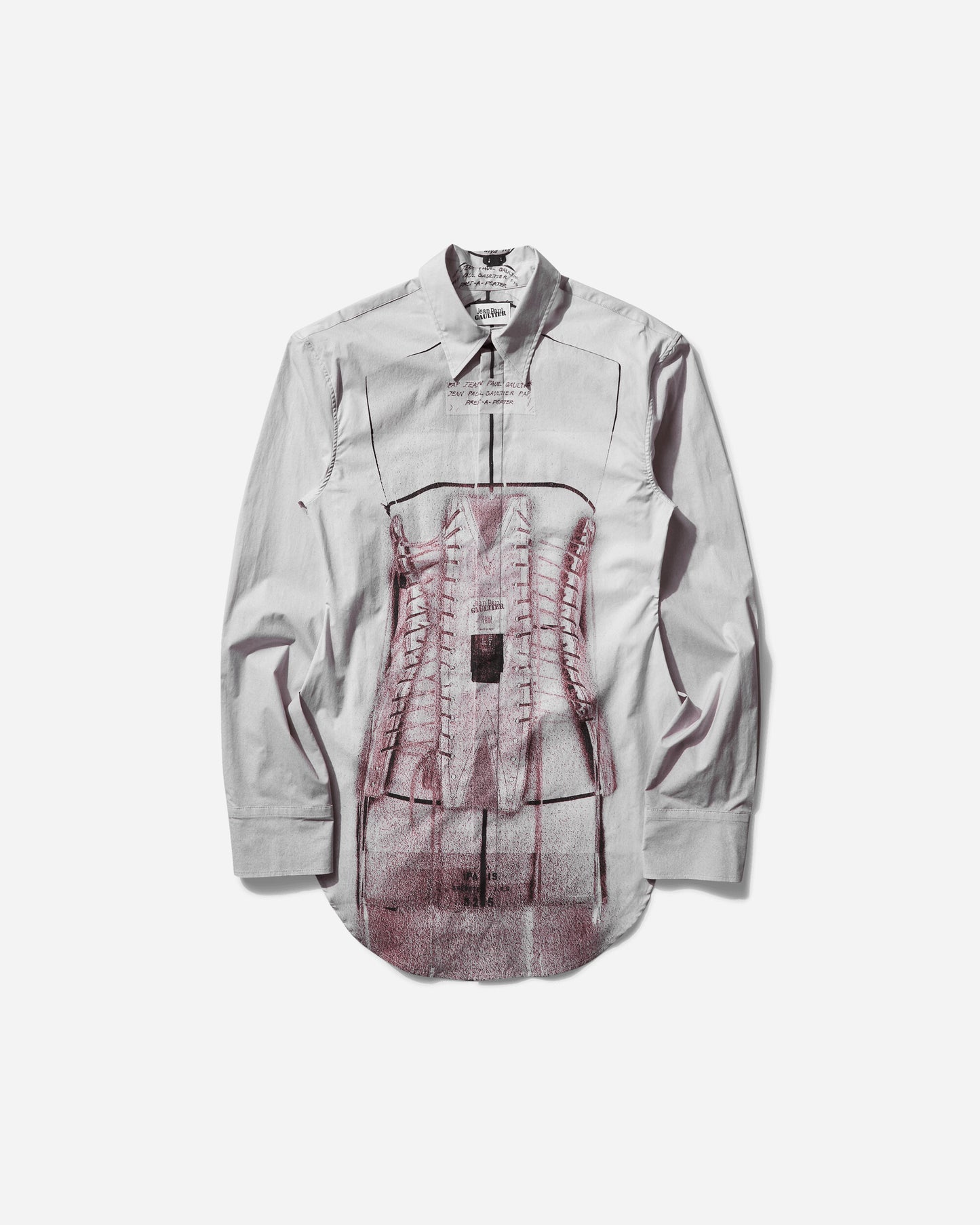 Jean Paul Gaultier Wmns Long Sleeves Shirt Printed "Trompe L'Oeil Corset" Dustypink/White/Black Shirts Longsleeve Shirt 25-34-F-CH096-C071 260100