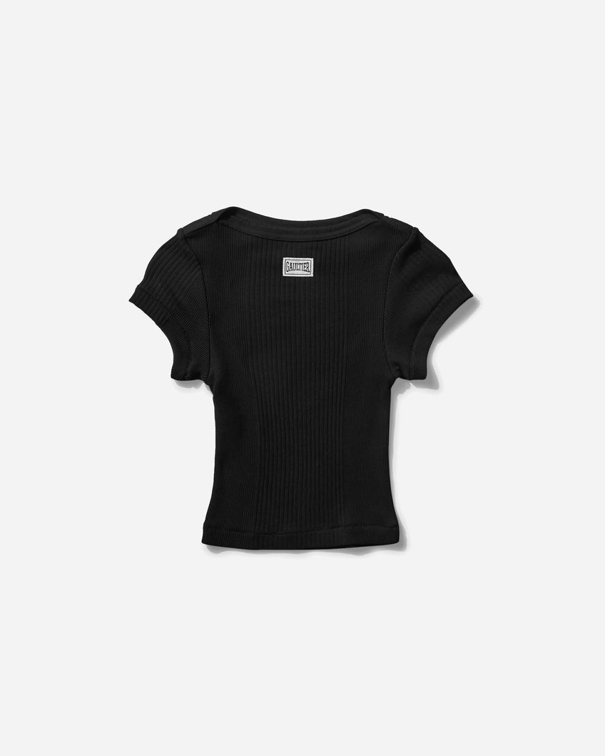 Jean Paul Gaultier Wmns Crop Baby Tee Black T-Shirts Shortsleeve 25-33-F-TS105P-J054 00