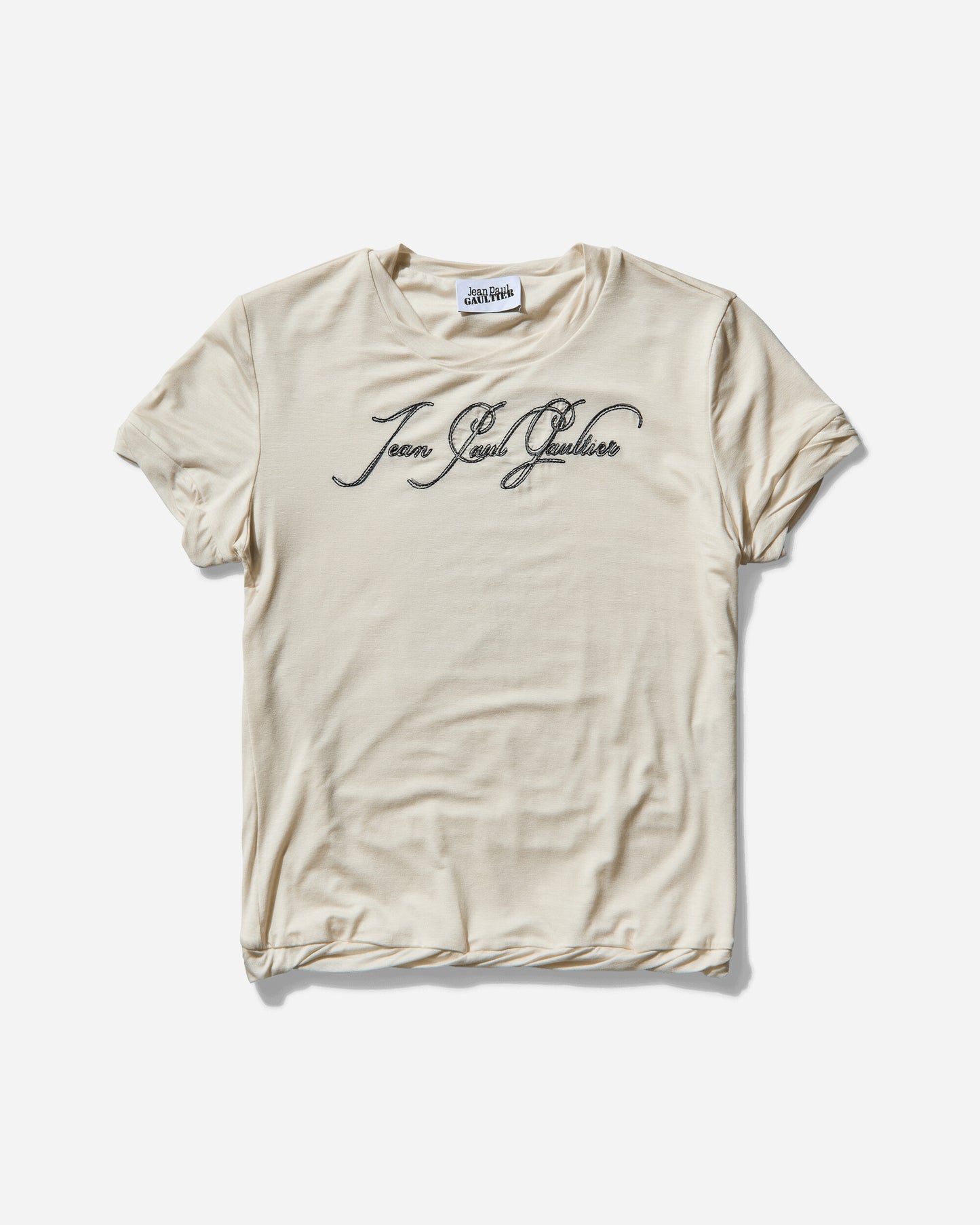 Jean Paul Gaultier Wmns Thin Jersey Baby-Tee Printed "Tattoo" Ecru T-Shirts Shortsleeve 25-34-F-TS111I-J089 03