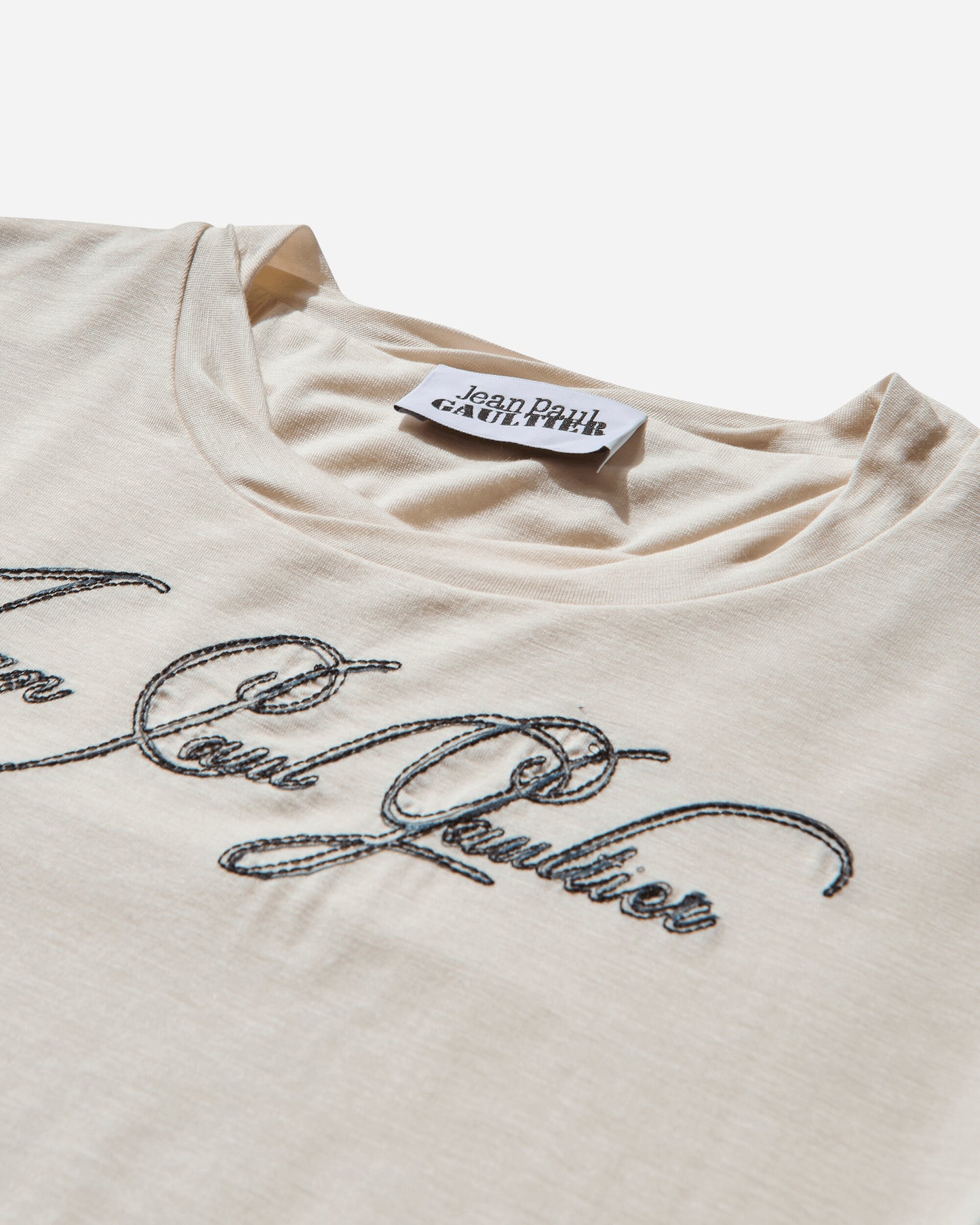 Jean Paul Gaultier Wmns Thin Jersey Baby-Tee Printed "Tattoo" Ecru T-Shirts Shortsleeve 25-34-F-TS111I-J089 03