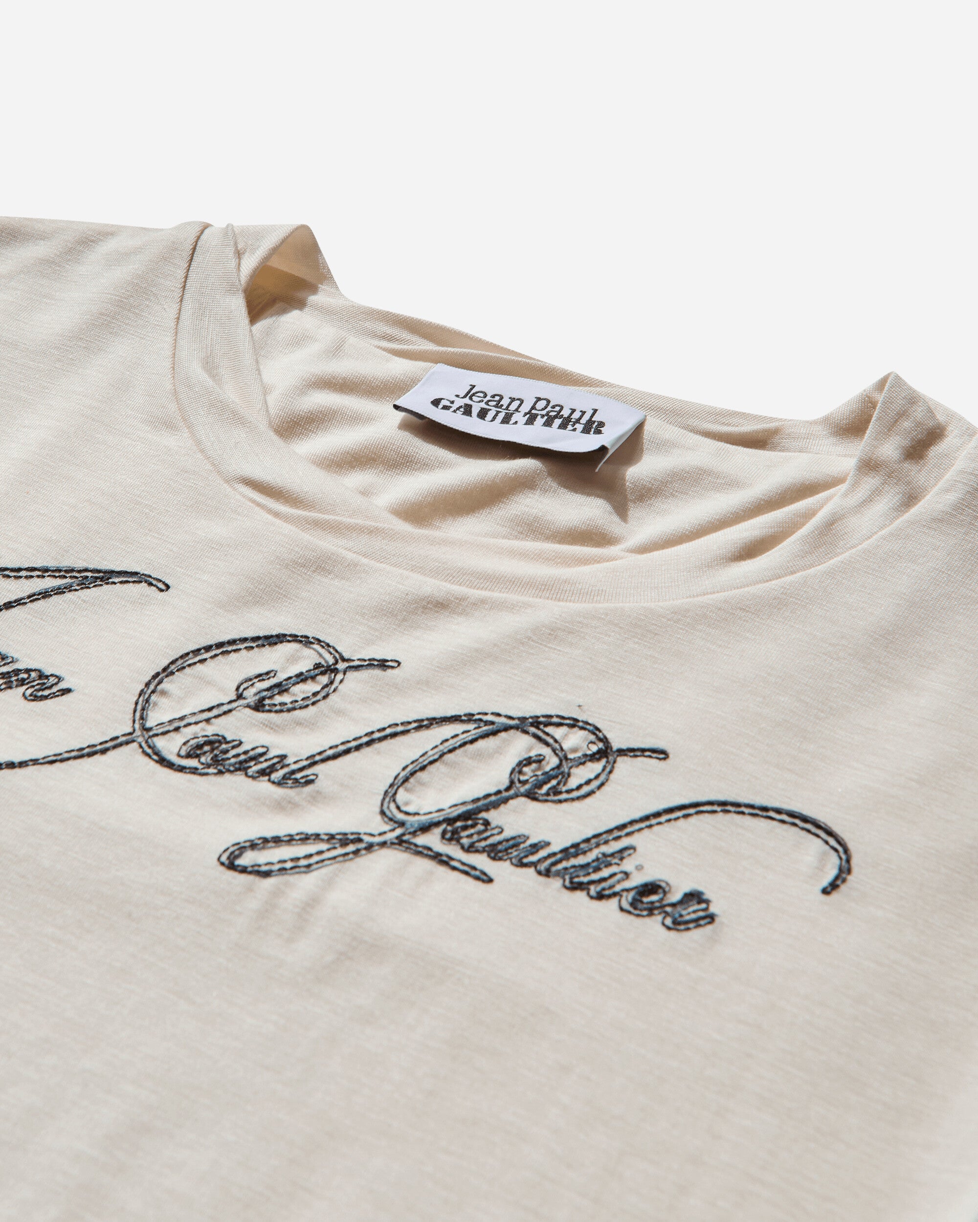 Jean Paul Gaultier Wmns Thin Jersey Baby-Tee Printed "Tattoo" Ecru T-Shirts Shortsleeve 25-34-F-TS111I-J089 03