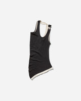 Jean Paul Gaultier Wmns Cotton Ribbed Twisted Double Layer Tank Top Black/Ecru T-Shirts Top 25-34-F-DB053-J092 0003