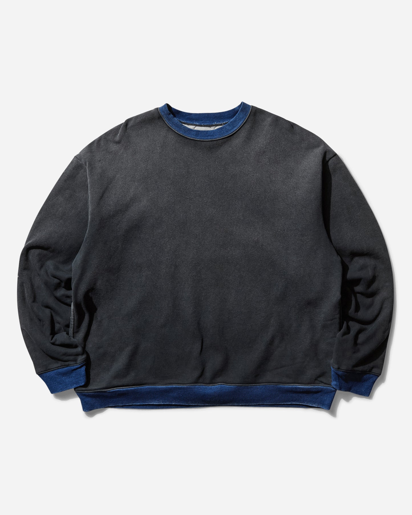 KAPITAL Swt Knit X Denim Quilting Navy 2Tones Big Swt Blkxidg Sweatshirts Crewneck EK-1515LCA 1