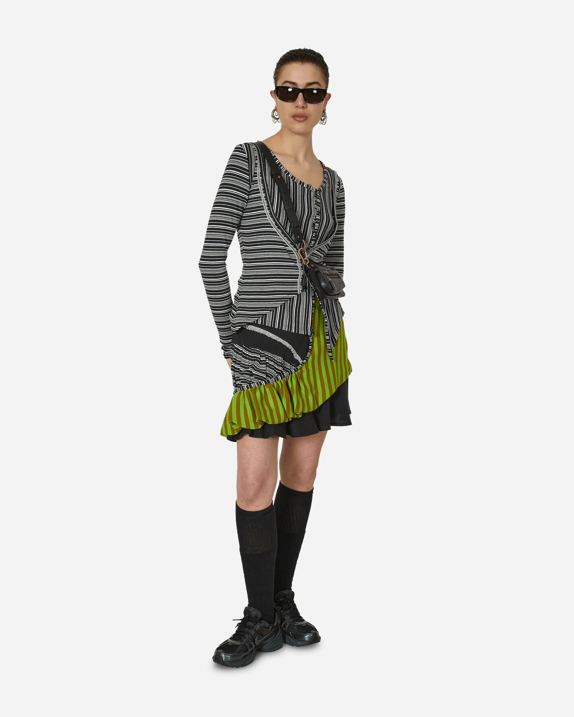 Kiko Kostadinov Wmns Simultanism Skirt Green Stripe Skirts Mini KKWSS24K05-64 001