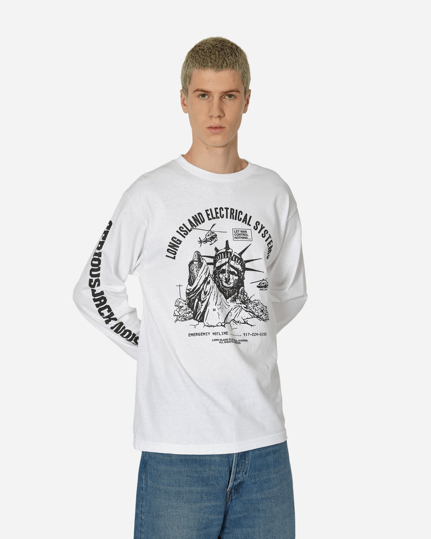 L.I.E.S. Records L.I.E.S. Statue L/S T-Shirt White T-Shirts Longsleeve LIESLS-003 003