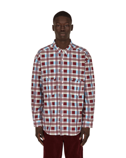 Levi's Skateboard Woven Printed Burgundy Blue T-Shirts Longsleeve A0953 0000
