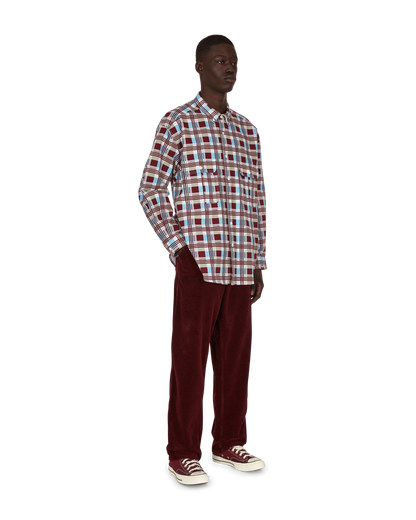 Levi's Skateboard Woven Printed Burgundy Blue T-Shirts Longsleeve A0953 0000