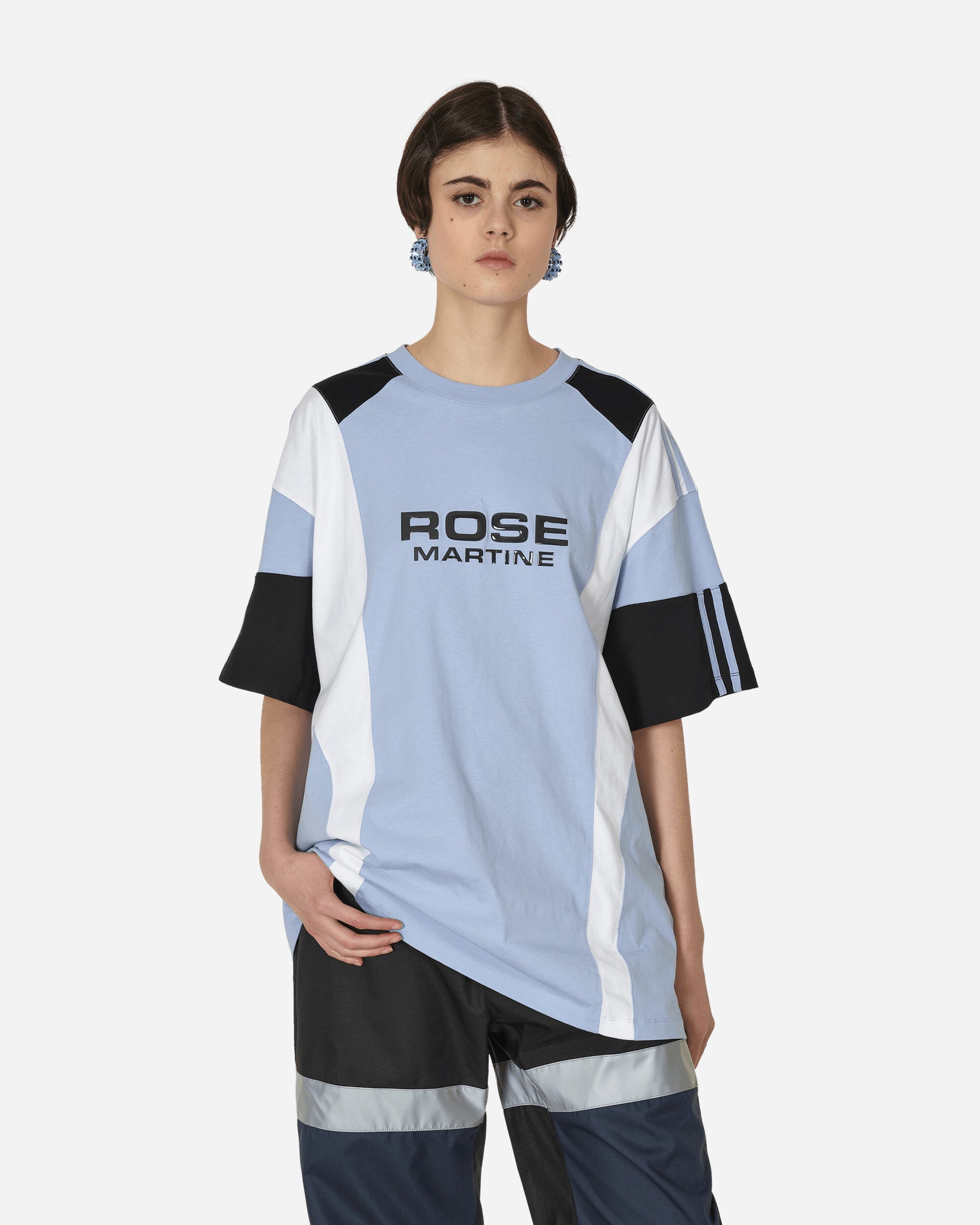 Martine Rose Oversized Panelled T-Shirt Blue/White/Black T-Shirts Shortsleeve MRSS24-630 BWHIBL