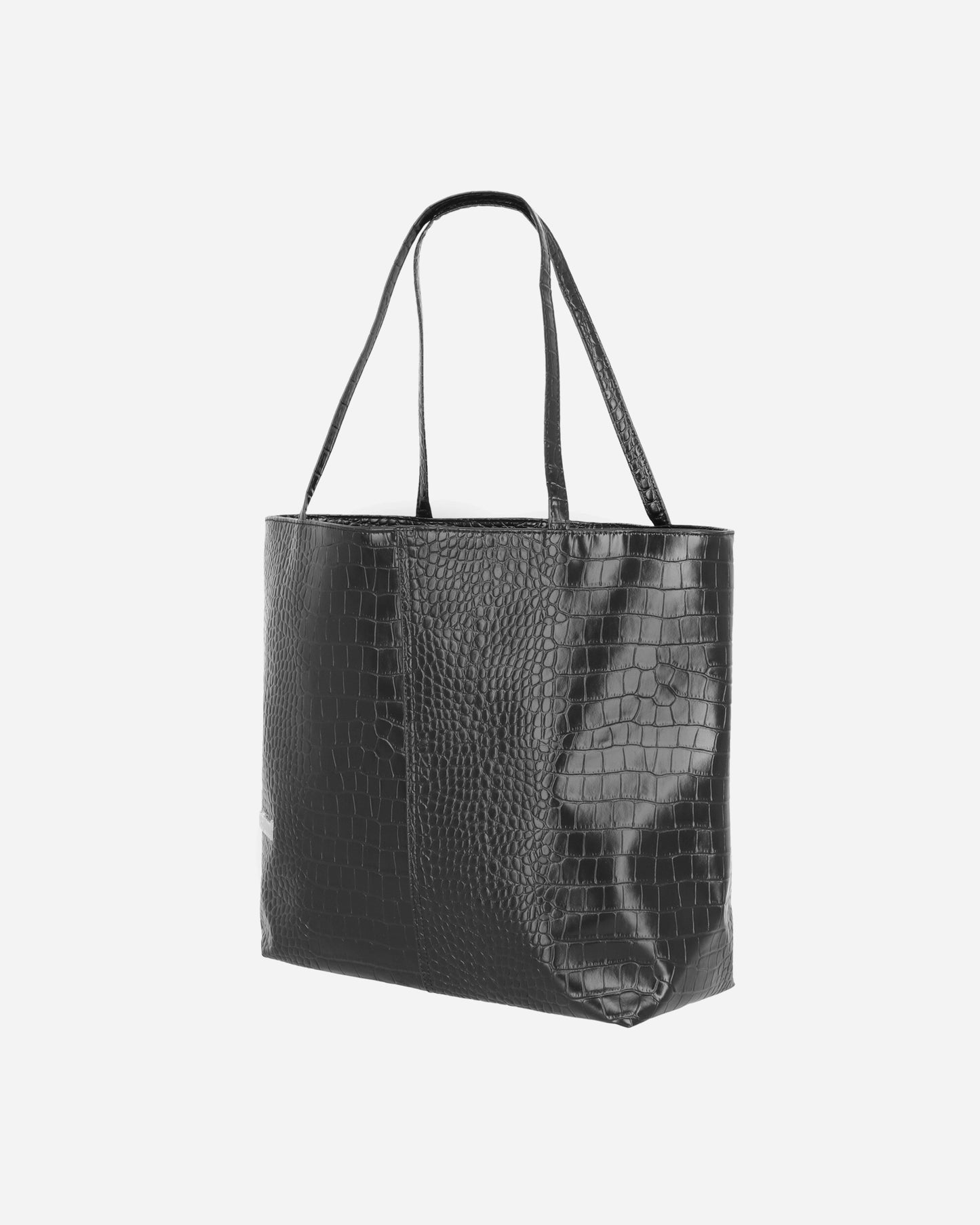 Metalwood Studio Metal Logo Stud Croc Tote Black Bags and Backpacks Tote Bags MWS25-10-02 BLK