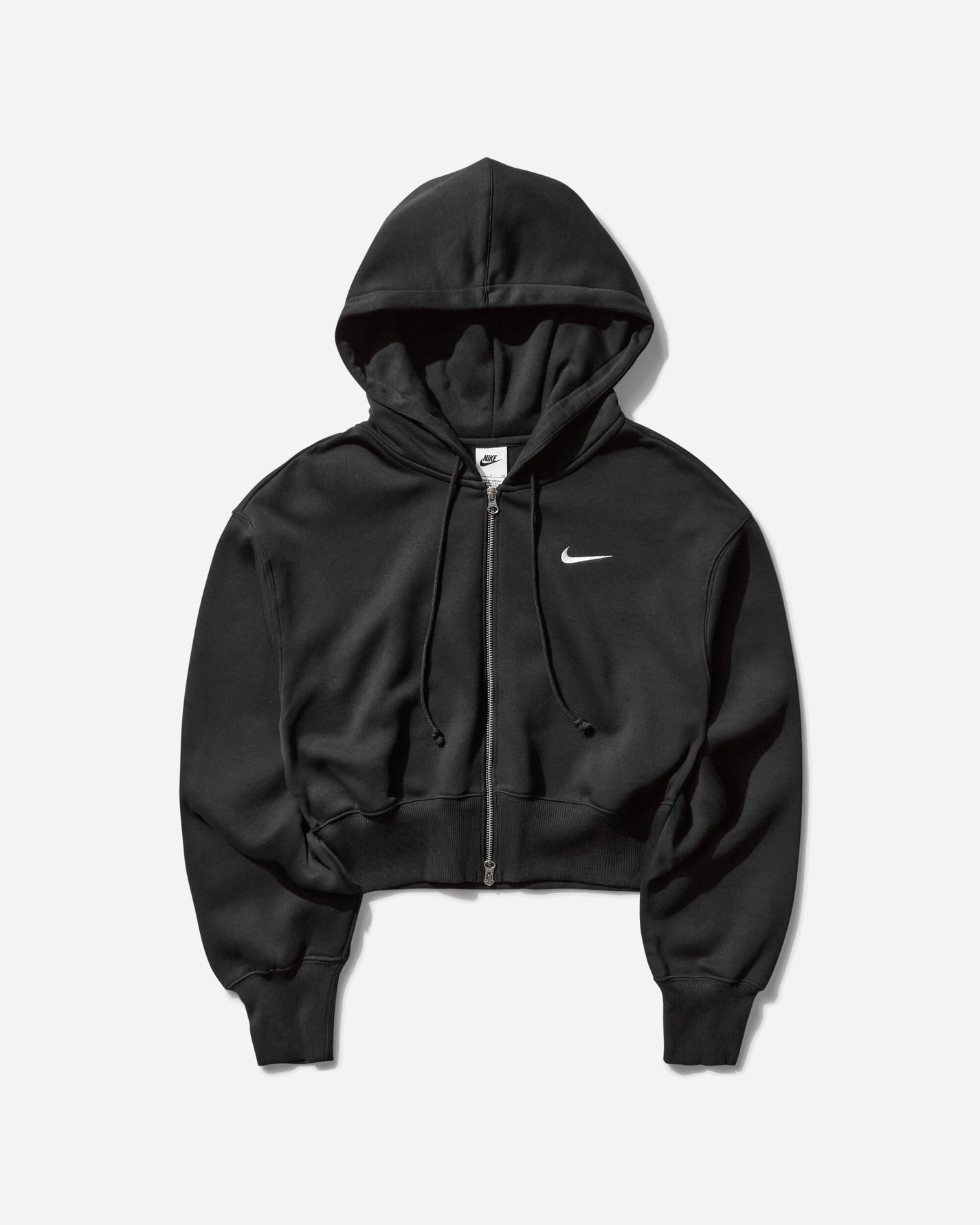 Nike Wmns W Nsw Phnx Flc Lse Crop Fz Hdy Black/Sail Sweatshirts Hoodies HJ0940-010