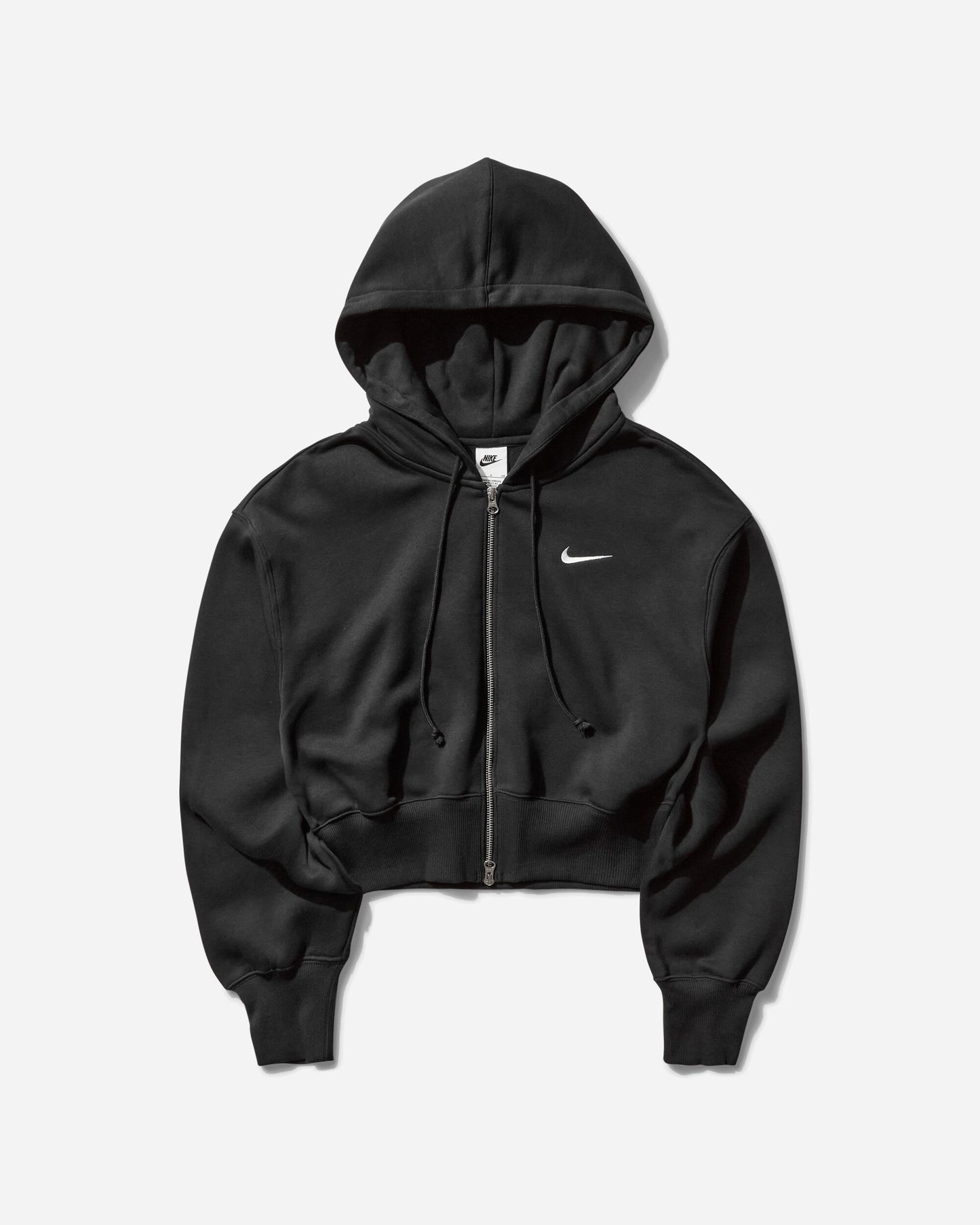 Nike Wmns W Nsw Phnx Flc Lse Crop Fz Hdy Black/Sail Sweatshirts Hoodies HJ0940-010