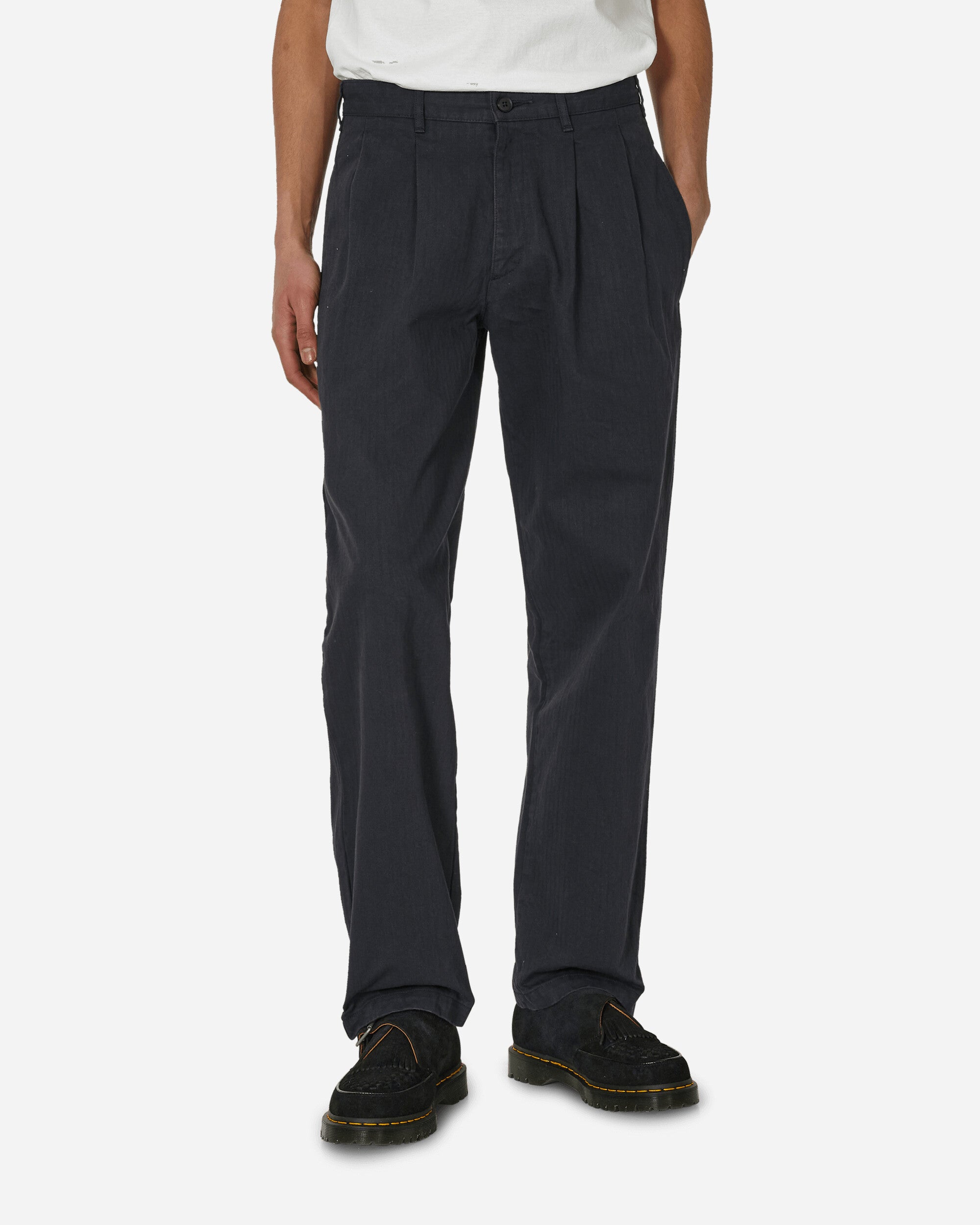 Noah Double-Pleat Herringbone Pant Navy Pants Trousers P2NOAH NVY