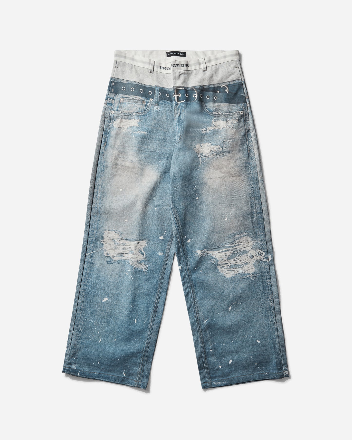 PROJECT G/R Trompe-LOEil Denim Pants Blue Pants Denim PG24FWMB02 BLUE