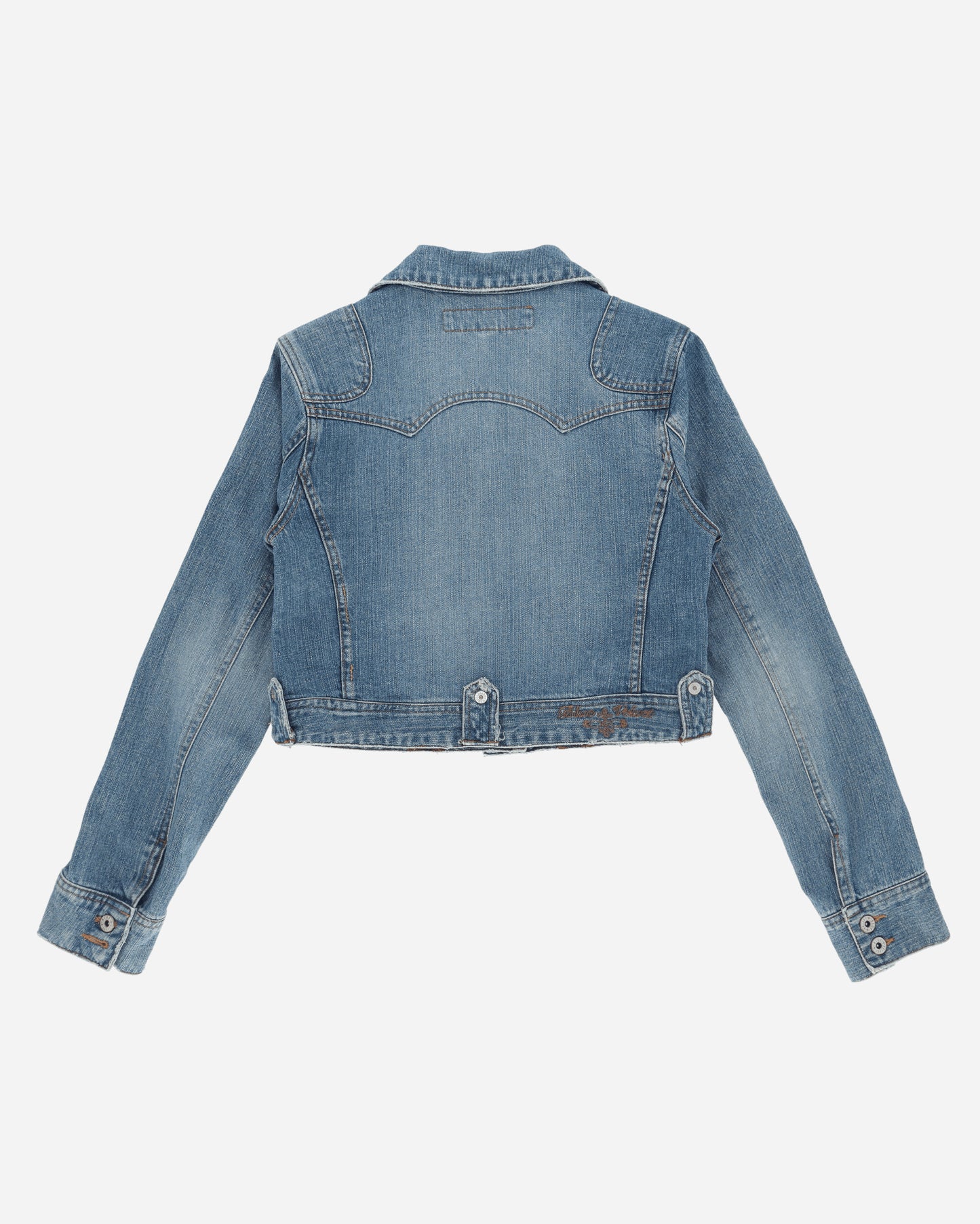 Pezze Vintage Wmns Crop Denim Jacket Blue Coats and Jackets Denim Jackets 057242 1
