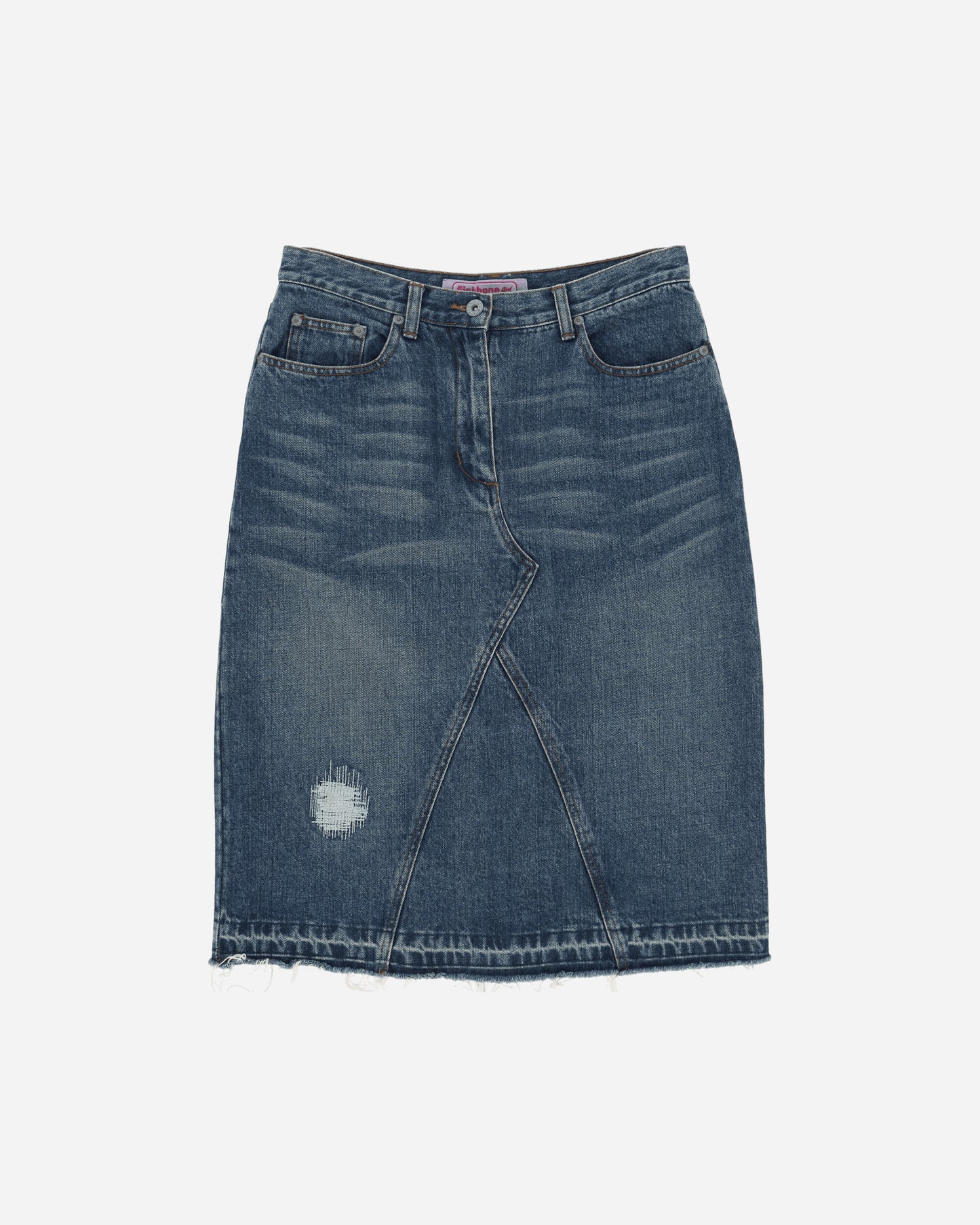 Pezze Vintage Wmns Fishbone Denim Skirt Blue Skirts Midi 077243 1