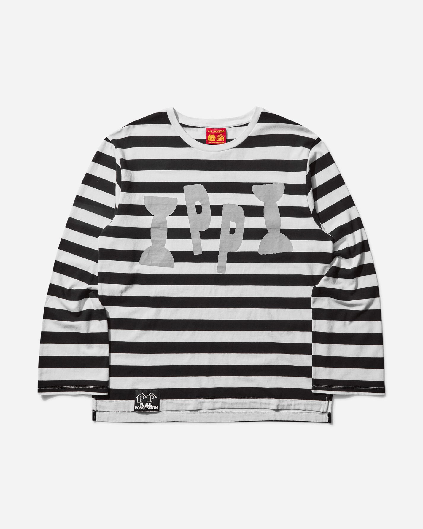 Public Possession Ippi Longsleeve T-Shirt Black And White Striped T-Shirts Longsleeve PP25IPPILS 1