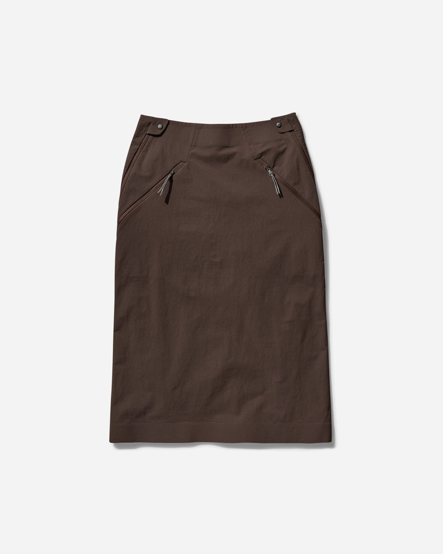 ROA Y Zip Skirt Dark Brown Skirts Midi RBWW019FA10 BRW0003