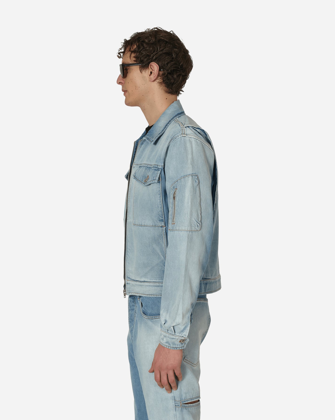 Random Identities Zipped Denim Jacket Blue Coats and Jackets Denim Jackets RAN03J001  001