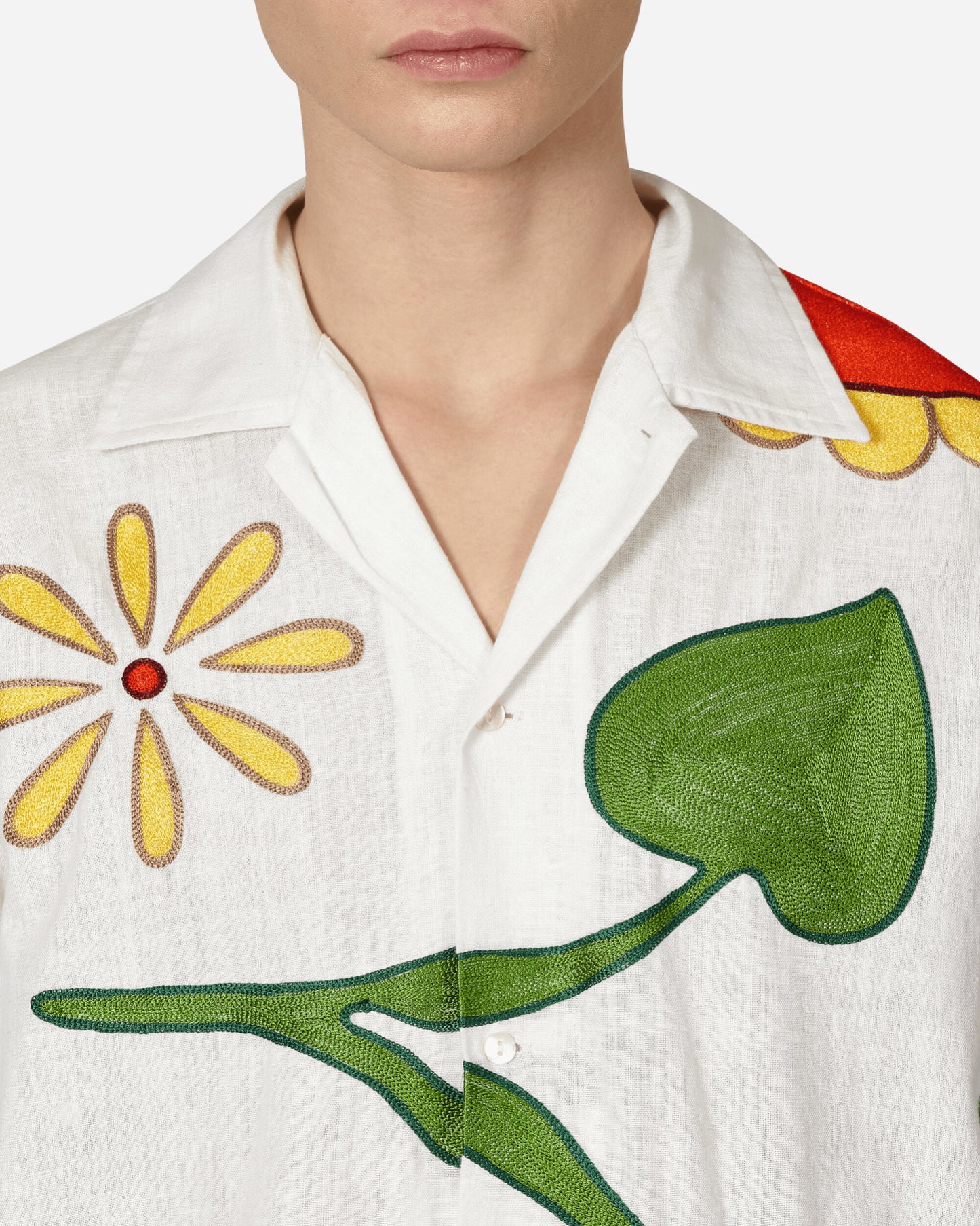 Sky High Farm Unisex Boticelli Embroidered Flower Shirt Woven White Shirts Longsleeve Shirt SHF03B001 2