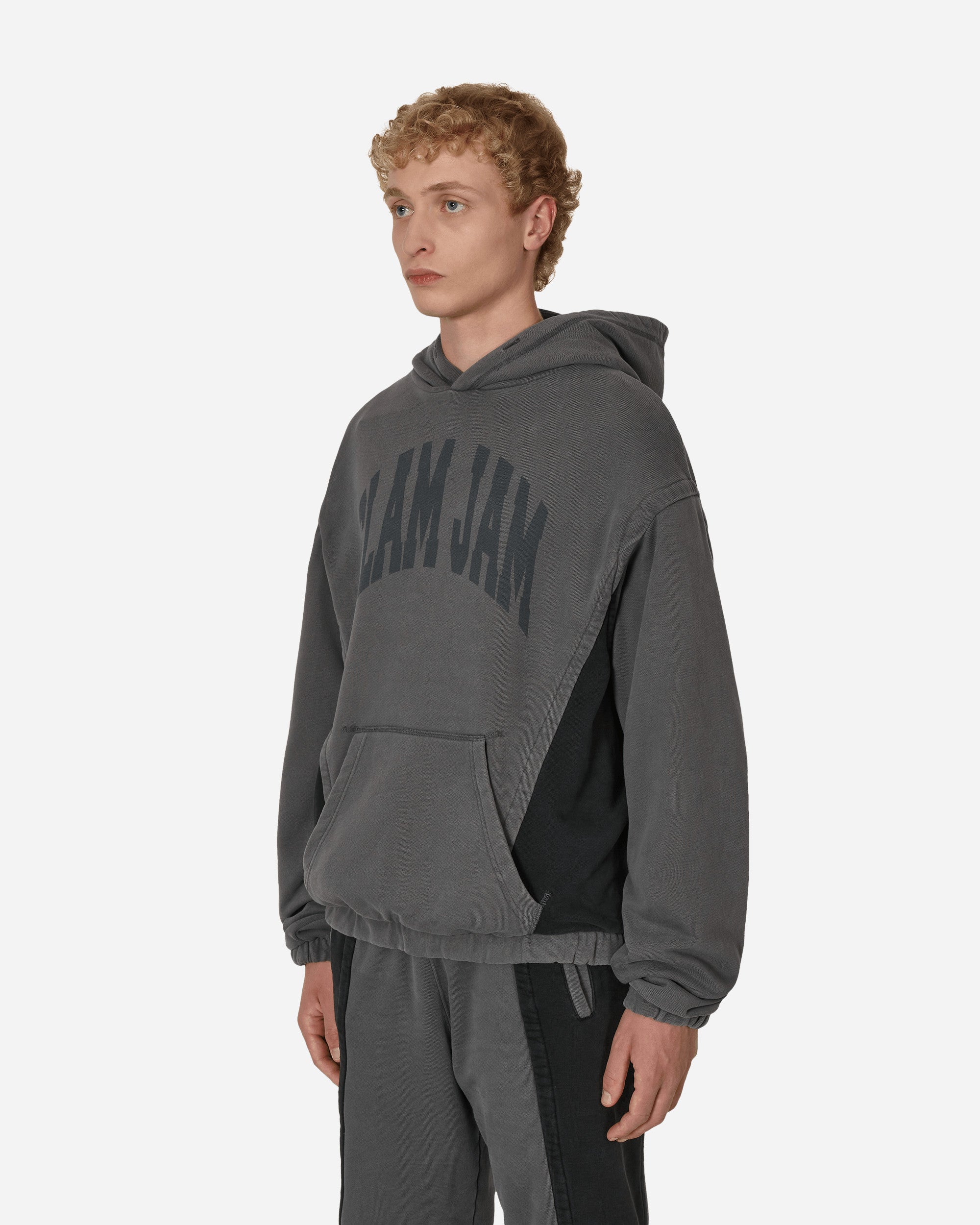 Slam Jam Panel Hoodie Gray Black Sweatshirts Hoodies SBM0016FA08 GRYBL01