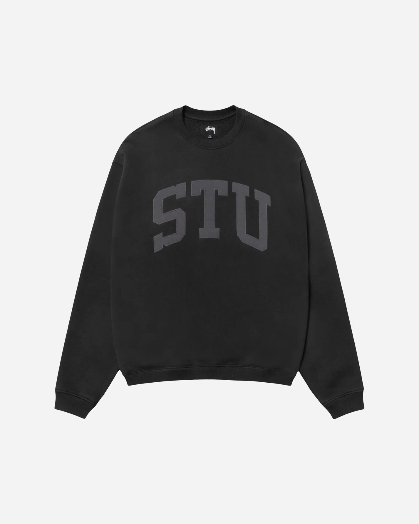 Stüssy Stu Applique Crew Black Sweatshirts Crewneck 118577 0001