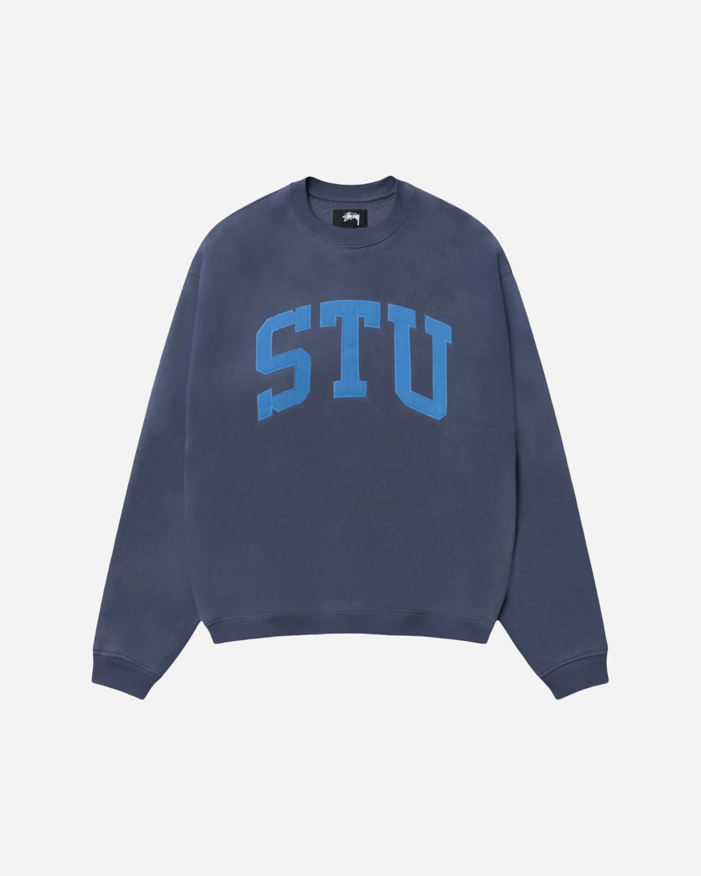 Stüssy Stu Applique Crew Blue Sweatshirts Crewneck 118577 0801