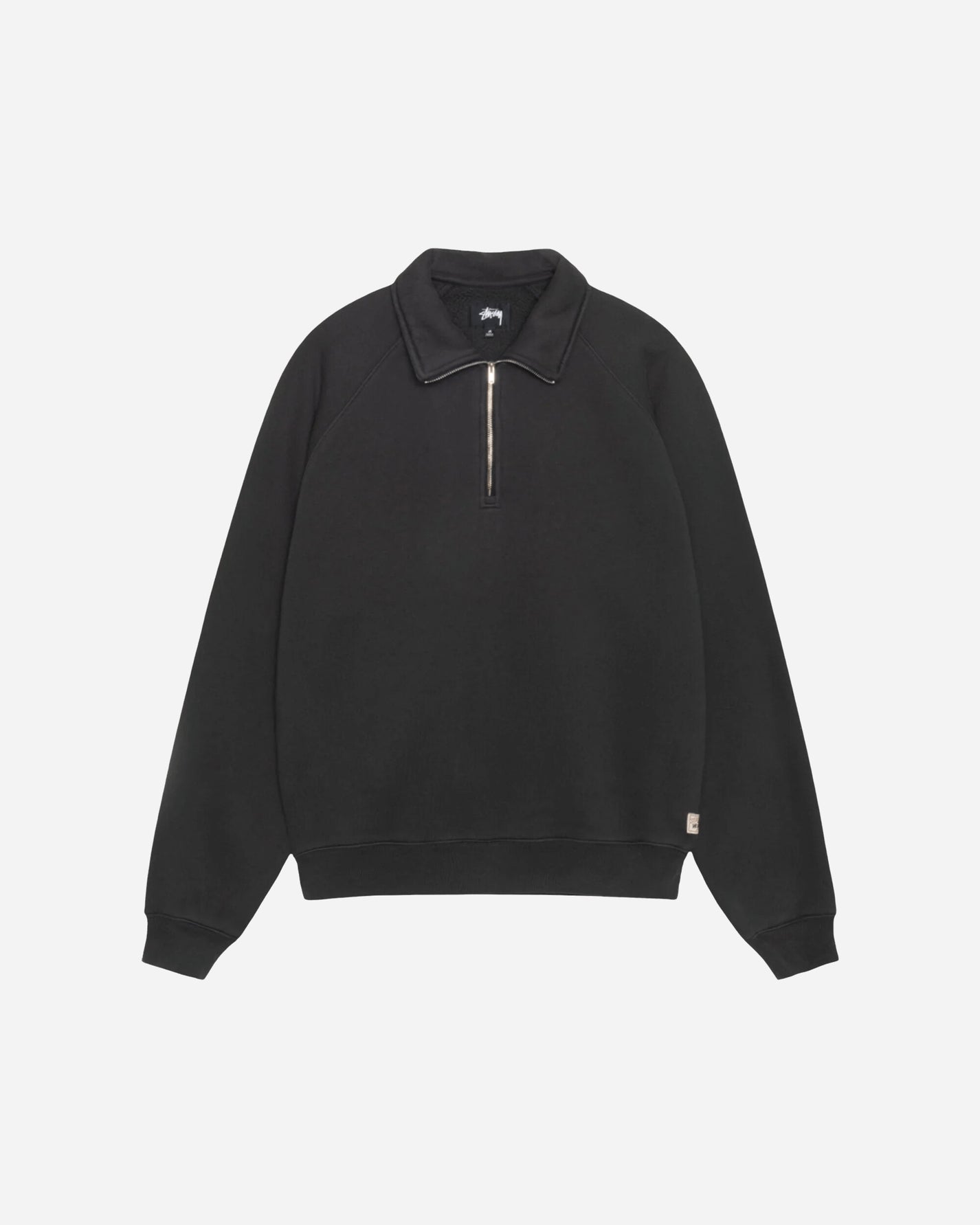 Stüssy Fleece Raglan Zip Mock Washed Black Sweatshirts Zip-Ups 118573 0034