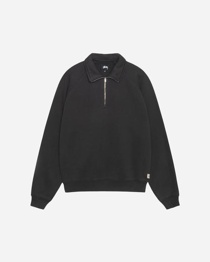 Stüssy Fleece Raglan Zip Mock Washed Black Sweatshirts Zip-Ups 118573 0034