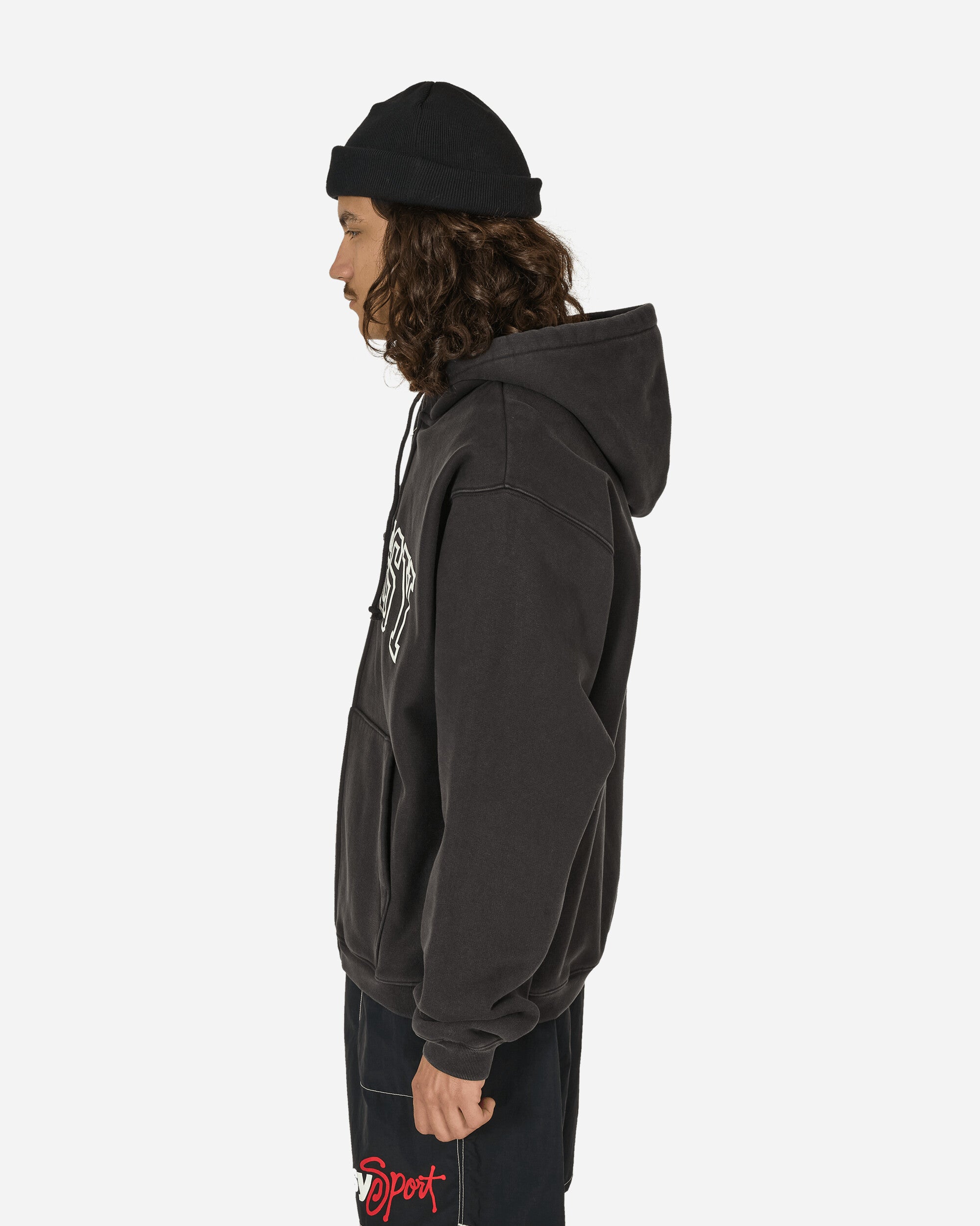 Stüssy Outline Zip Hood Washed Black Sweatshirts Zip-Ups 118559 0034