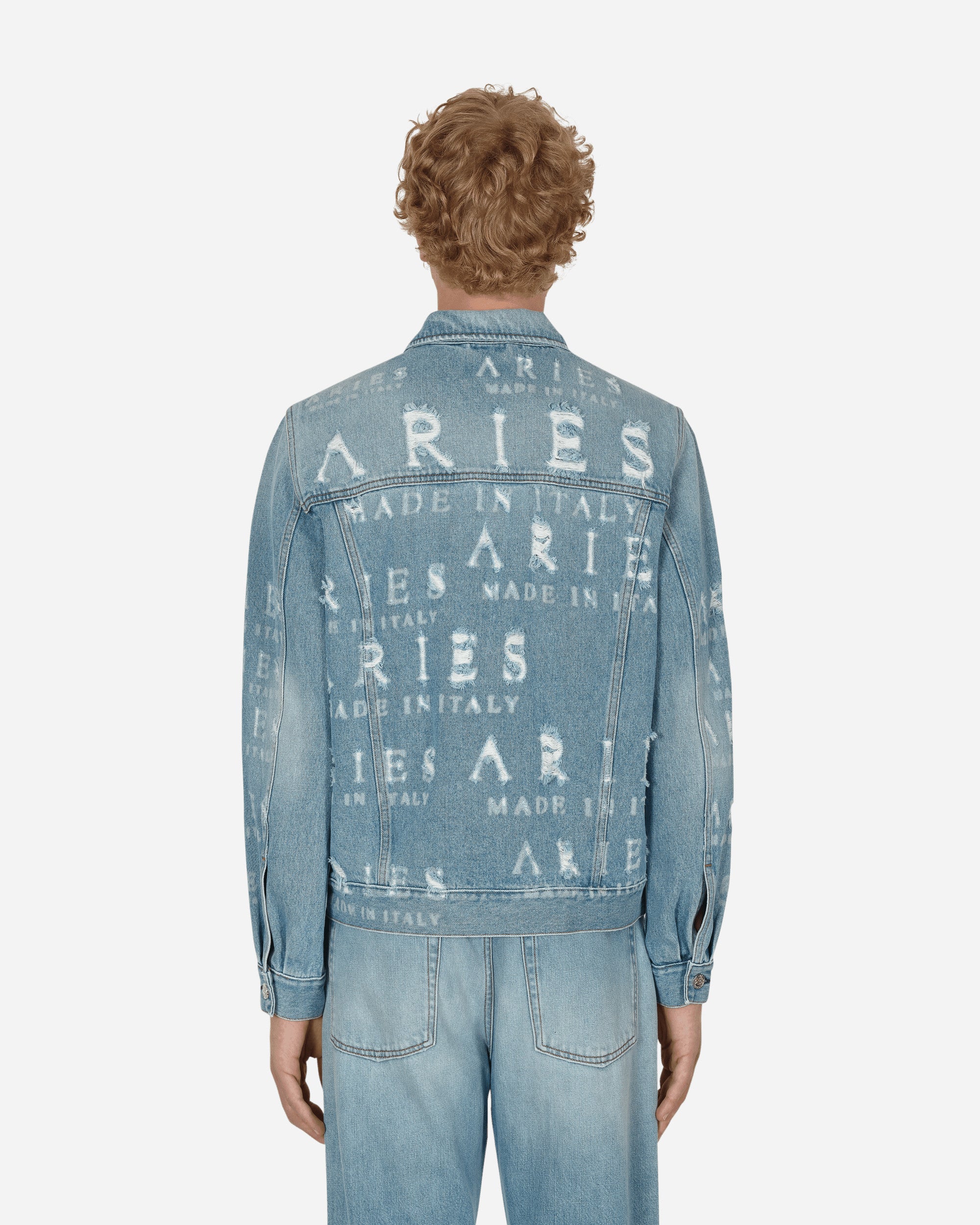 Aries Destroyed Jean Jacket Blue Coats and Jackets Jackets FTAR70001 BLU