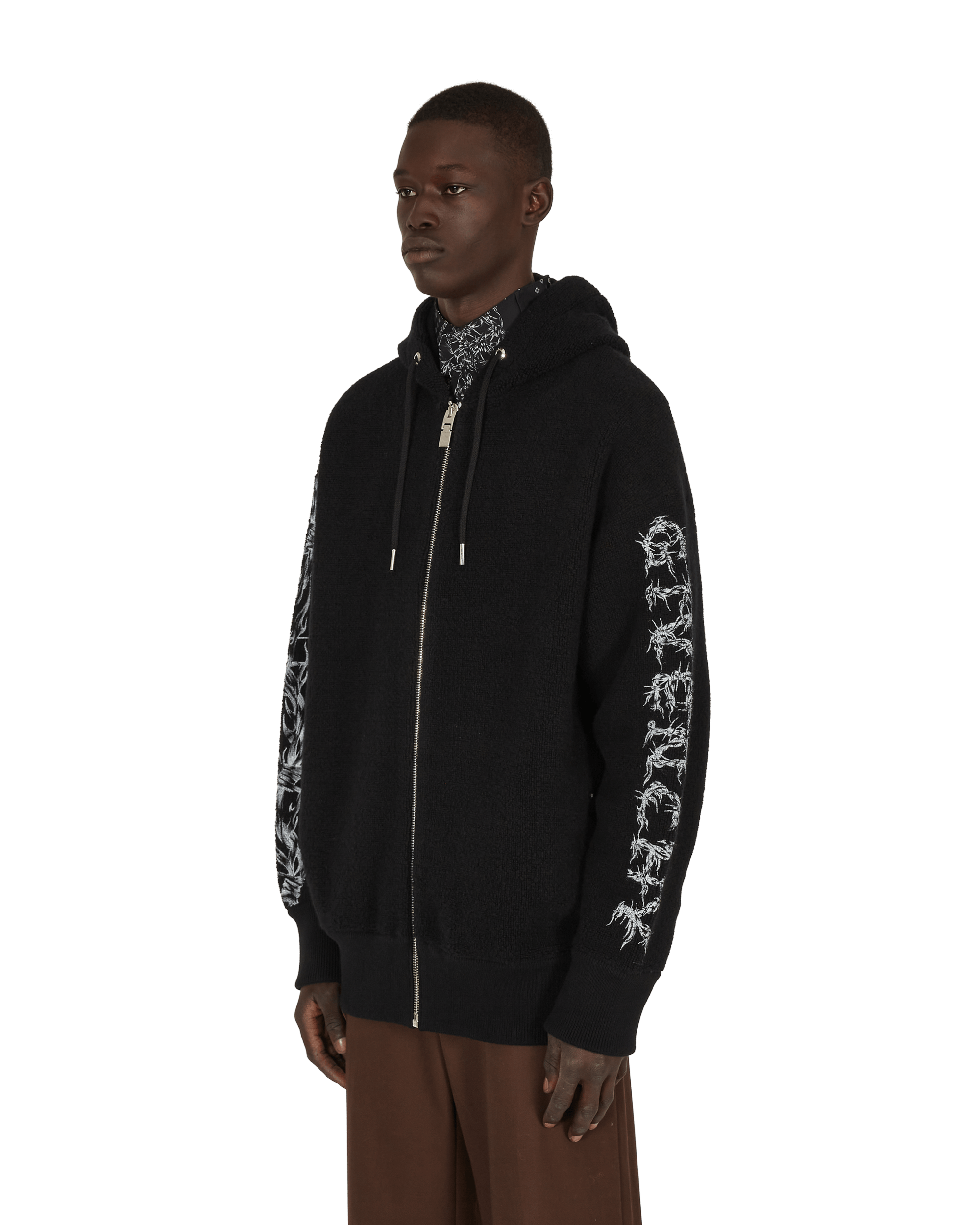 Givenchy Barbedwire Printed Black Sweatshirts Hoodies BM00TM4Y7Y001 001