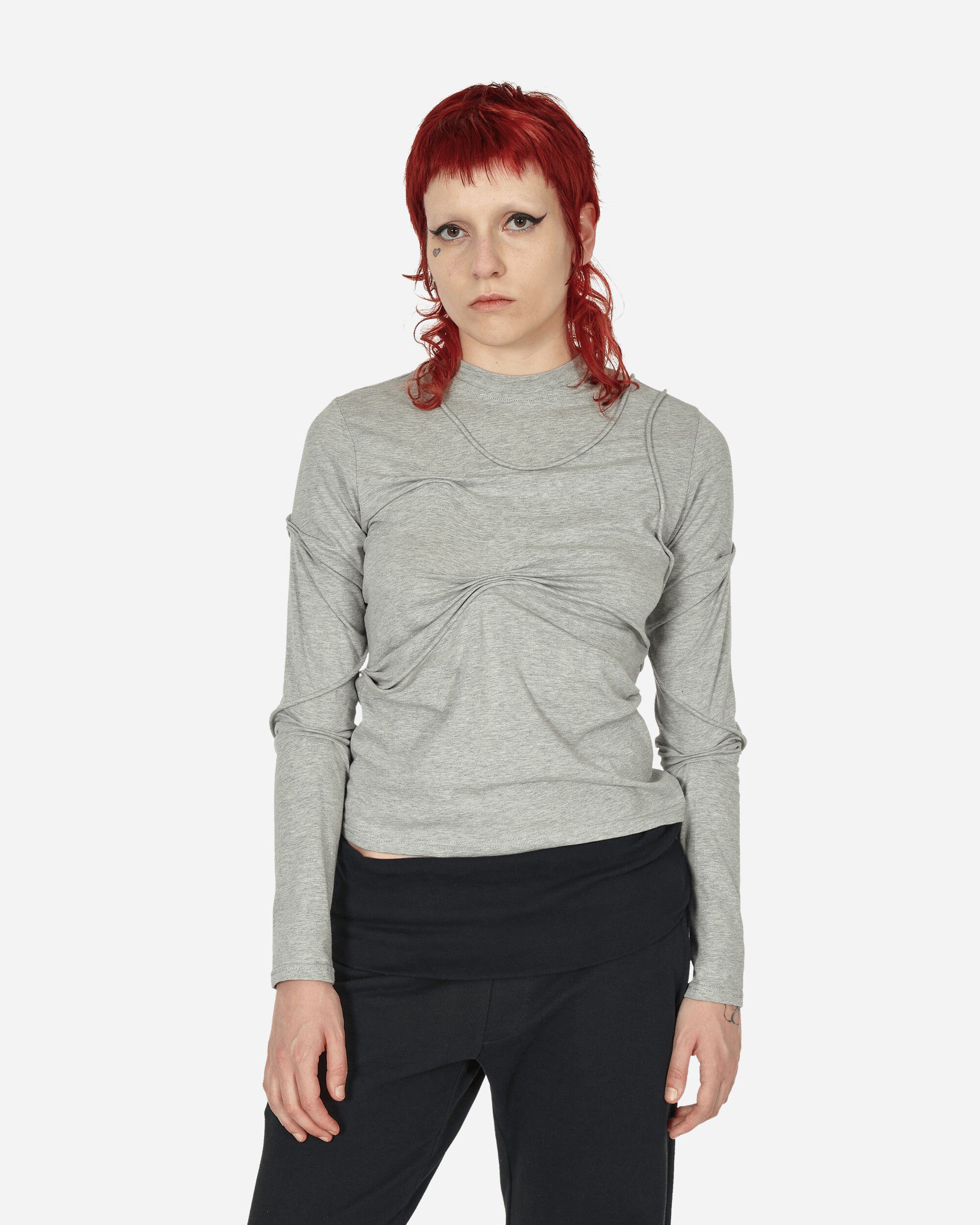 Mainline:RUS/Fr.CA/DE Pleated Long Sleeve With Piping Grey T-Shirts Longsleeve LYN  2